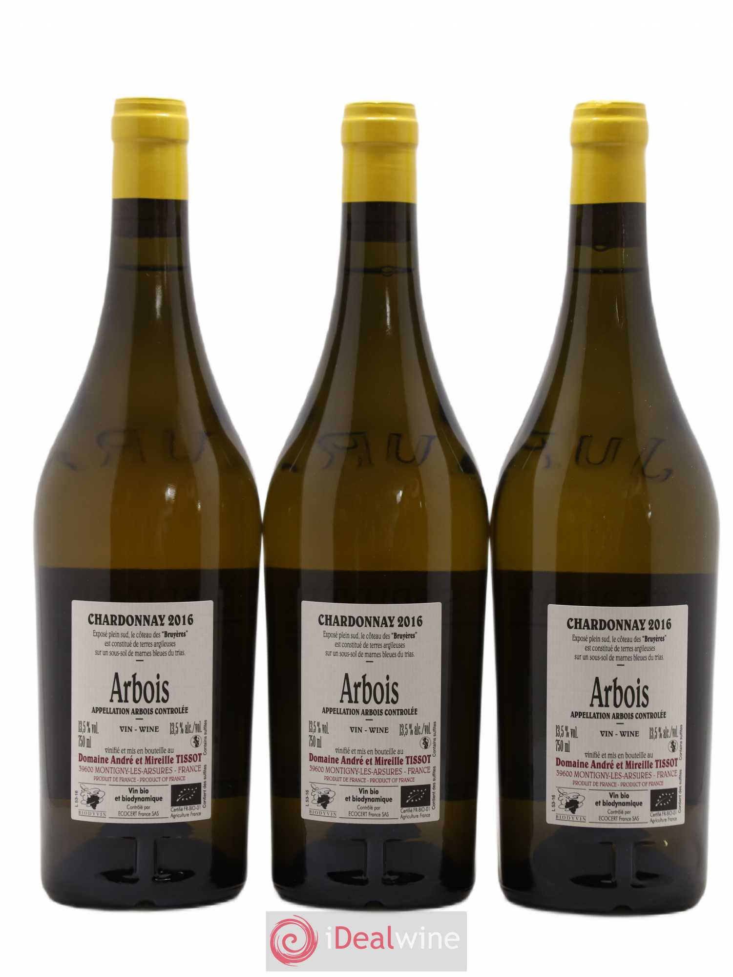 Arbois Chardonnay Les Bruyères Bénédicte et Stéphane Tissot 2016 - Lot de 3 bouteilles - 1