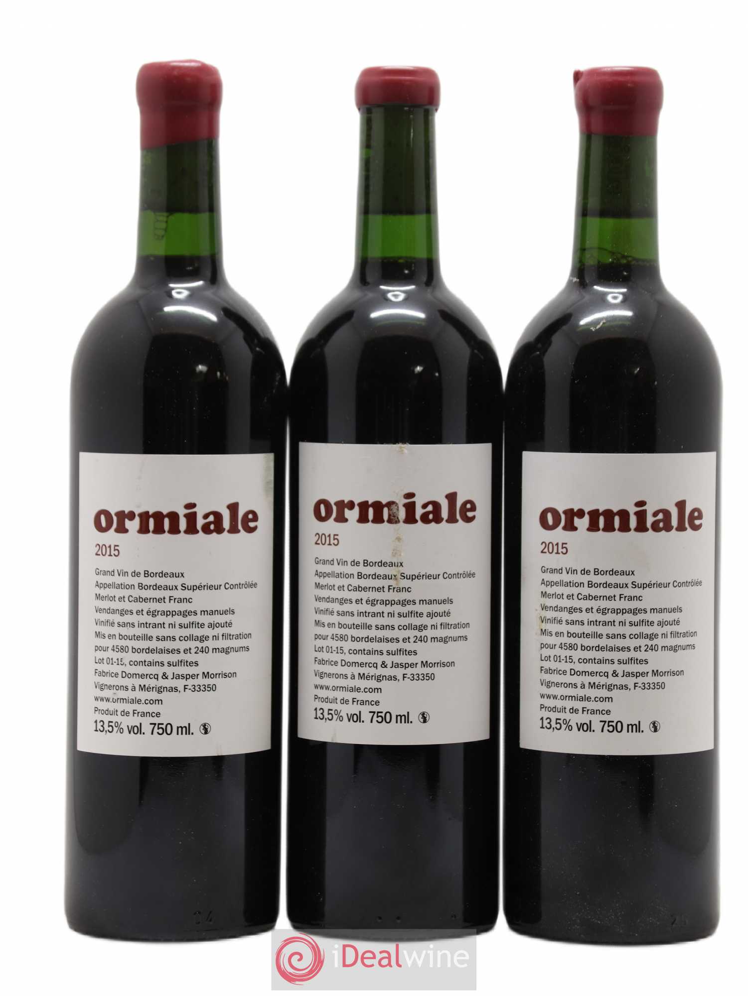 Bordeaux Supérieur Ormiale 2015 - Lot de 3 bouteilles - 0
