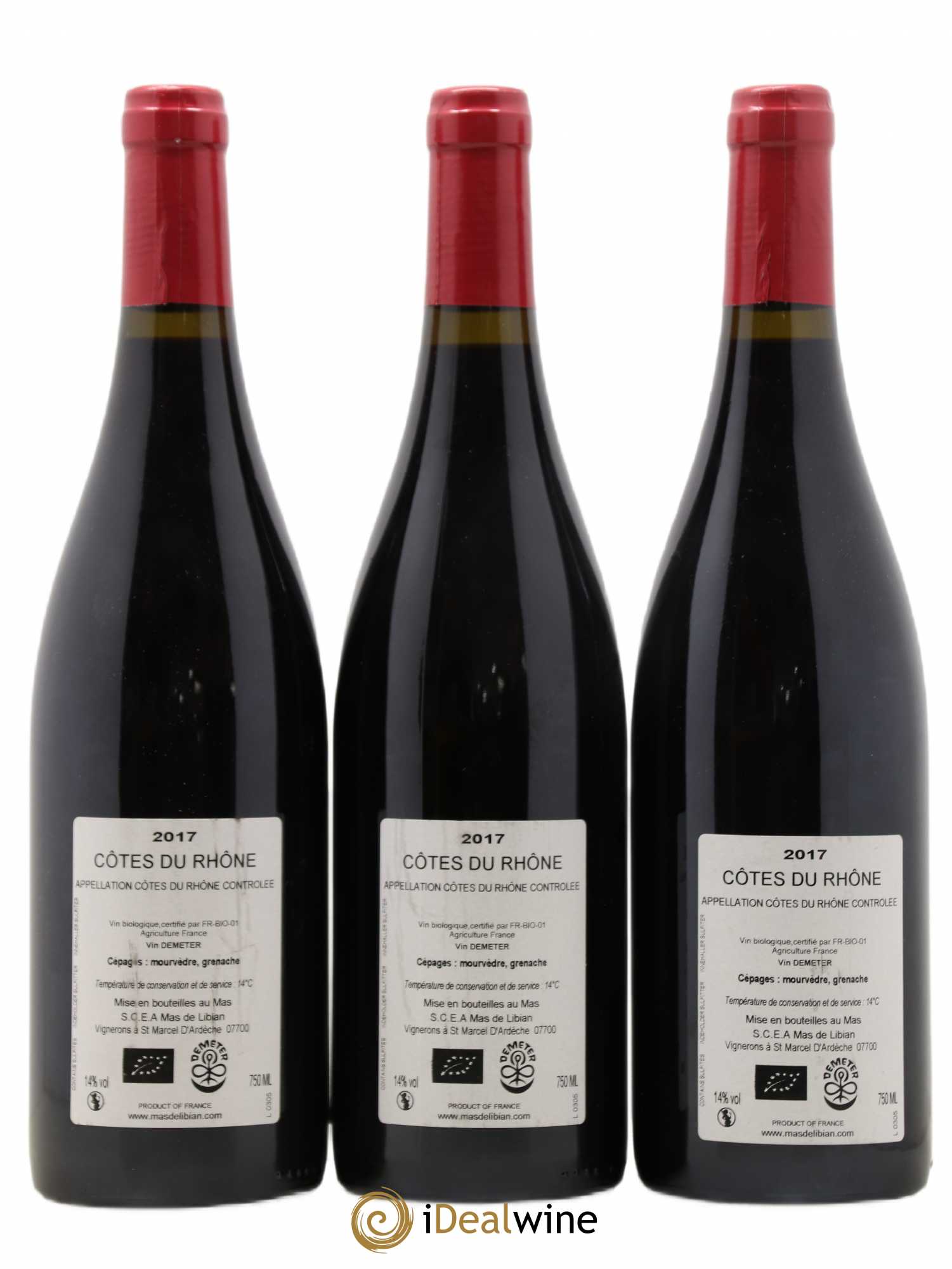 Côtes-du-Rhône La Calade Mas de Libian 2017 - Lot de 3 bouteilles - 1
