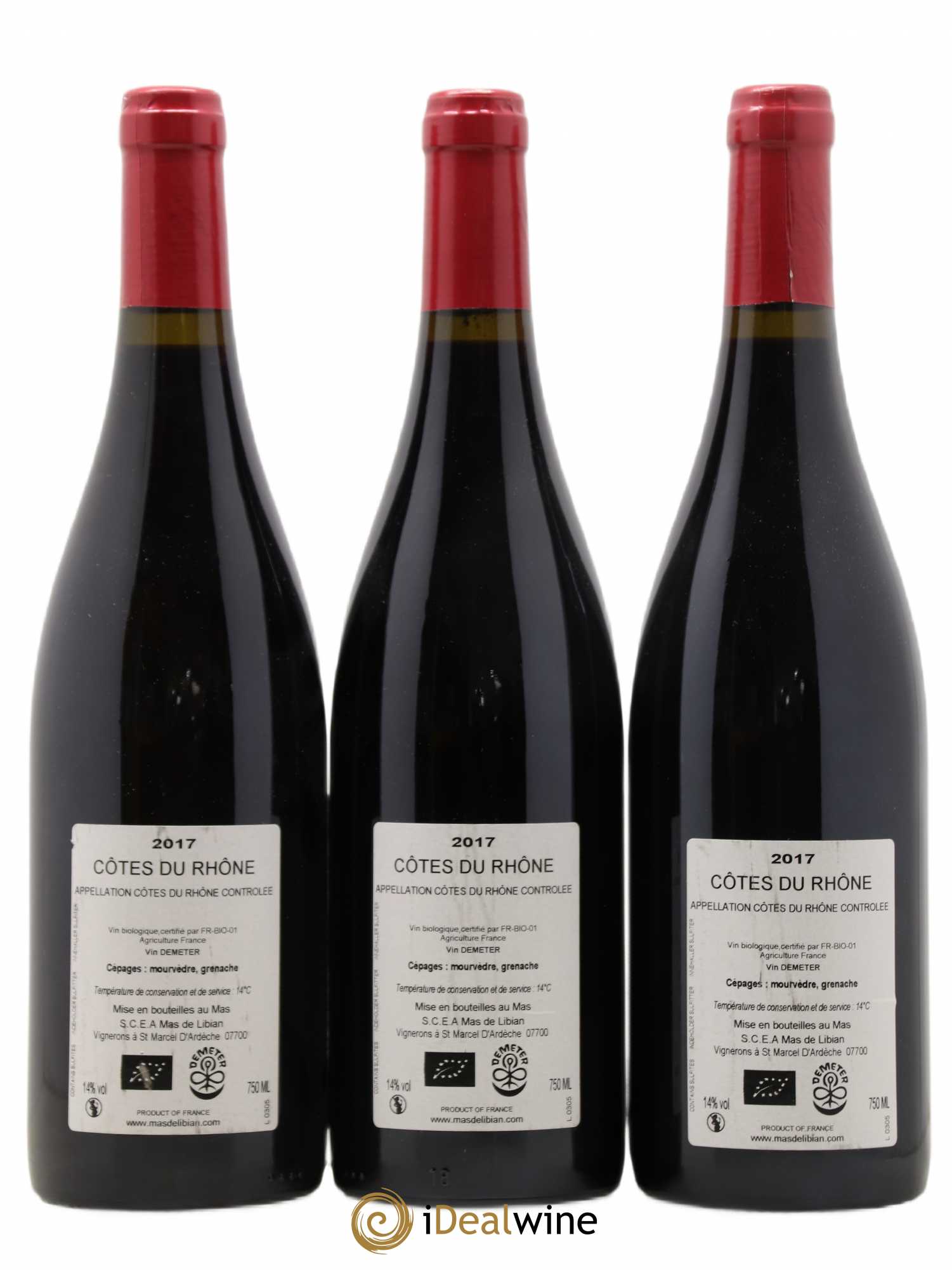 Côtes-du-Rhône La Calade Mas de Libian 2017 - Lot de 3 bouteilles - 1