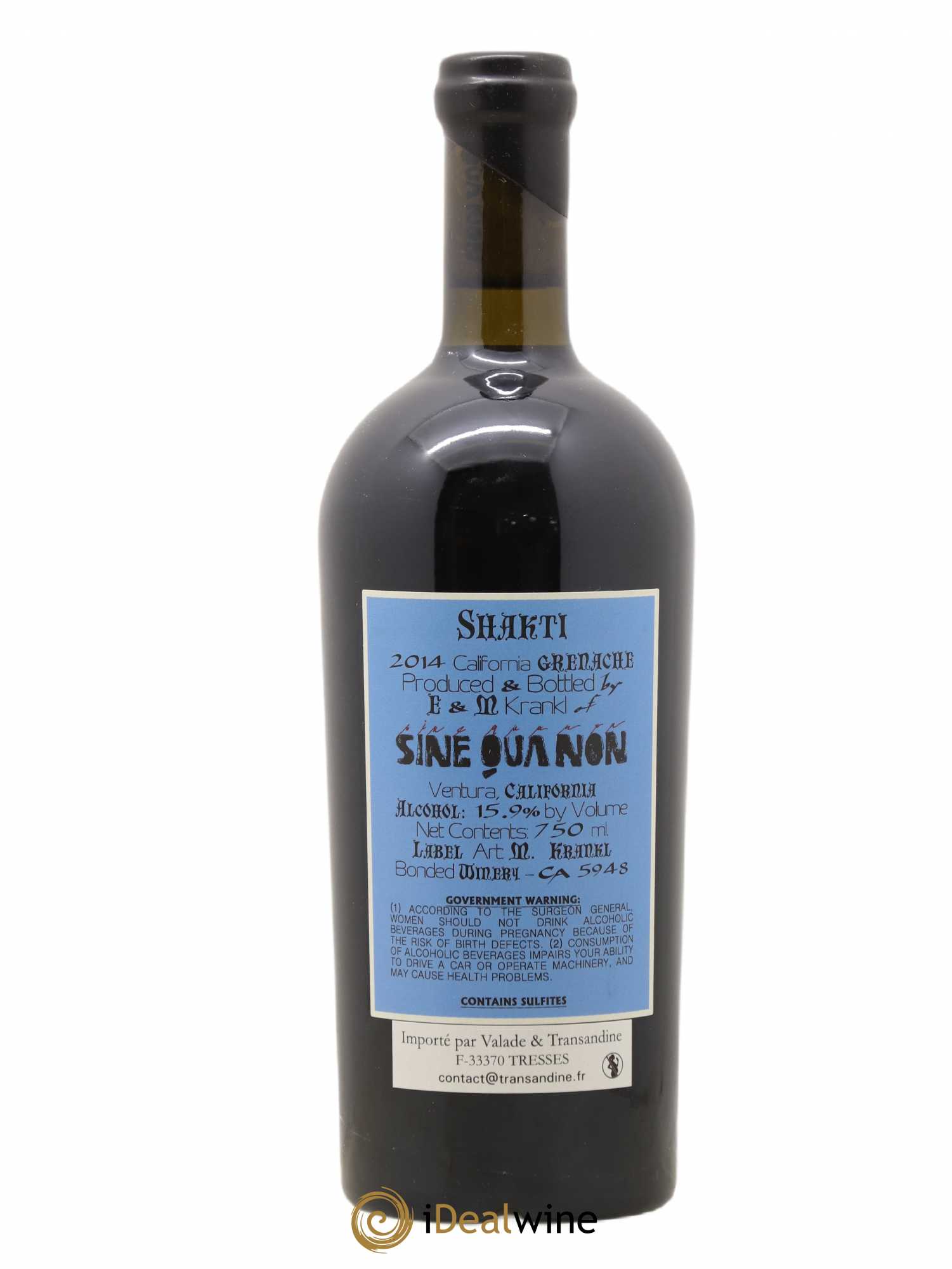 Santa Barbara Sine Qua Non Shatki Grenache Manfred Krankl 2014 - Lot de 1 bouteille - 1
