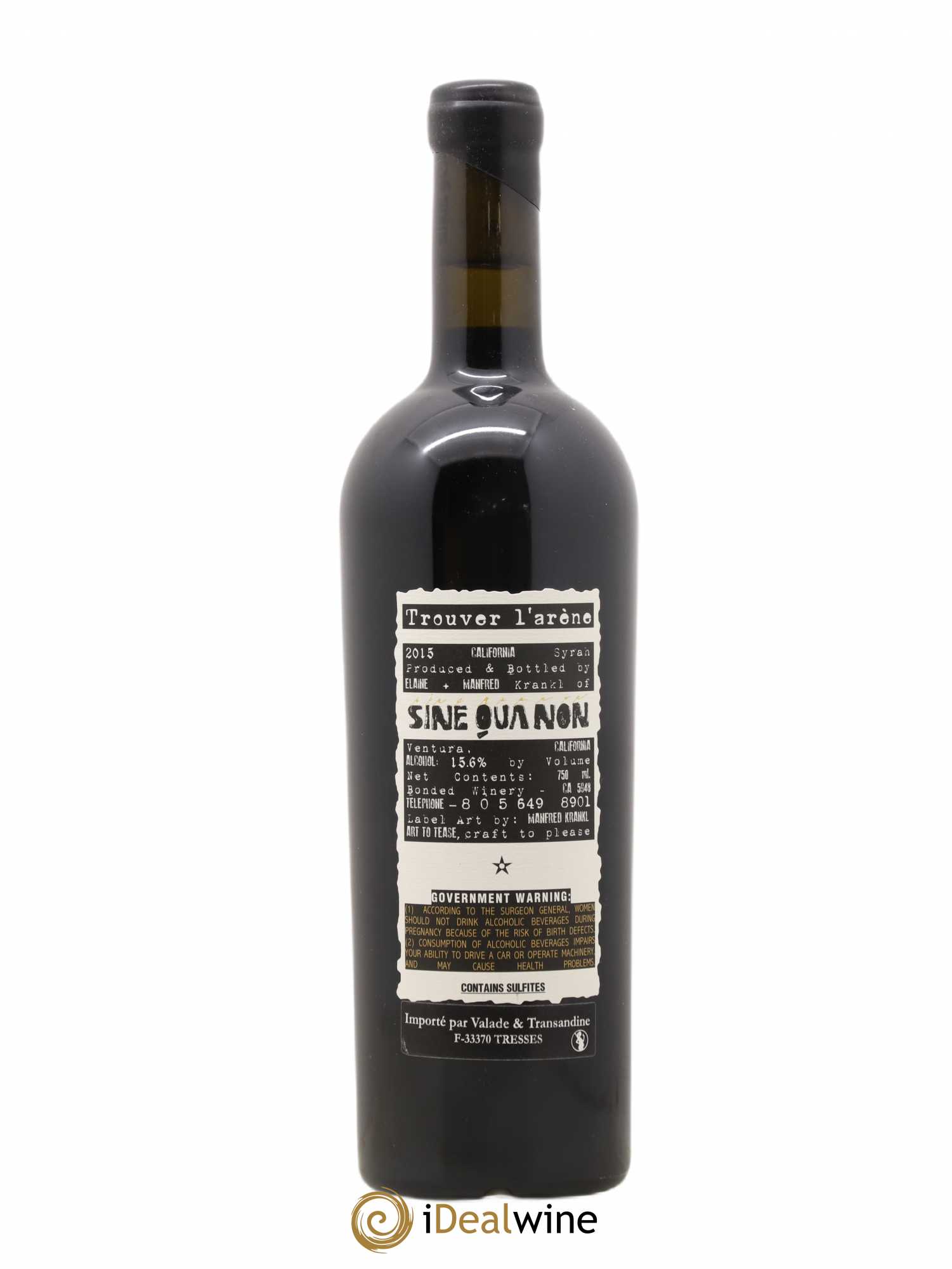 Santa Barbara Sine Qua Non Trouver l'Arêne Manfred Krankl 2015 - Lot de 1 bouteille - 1