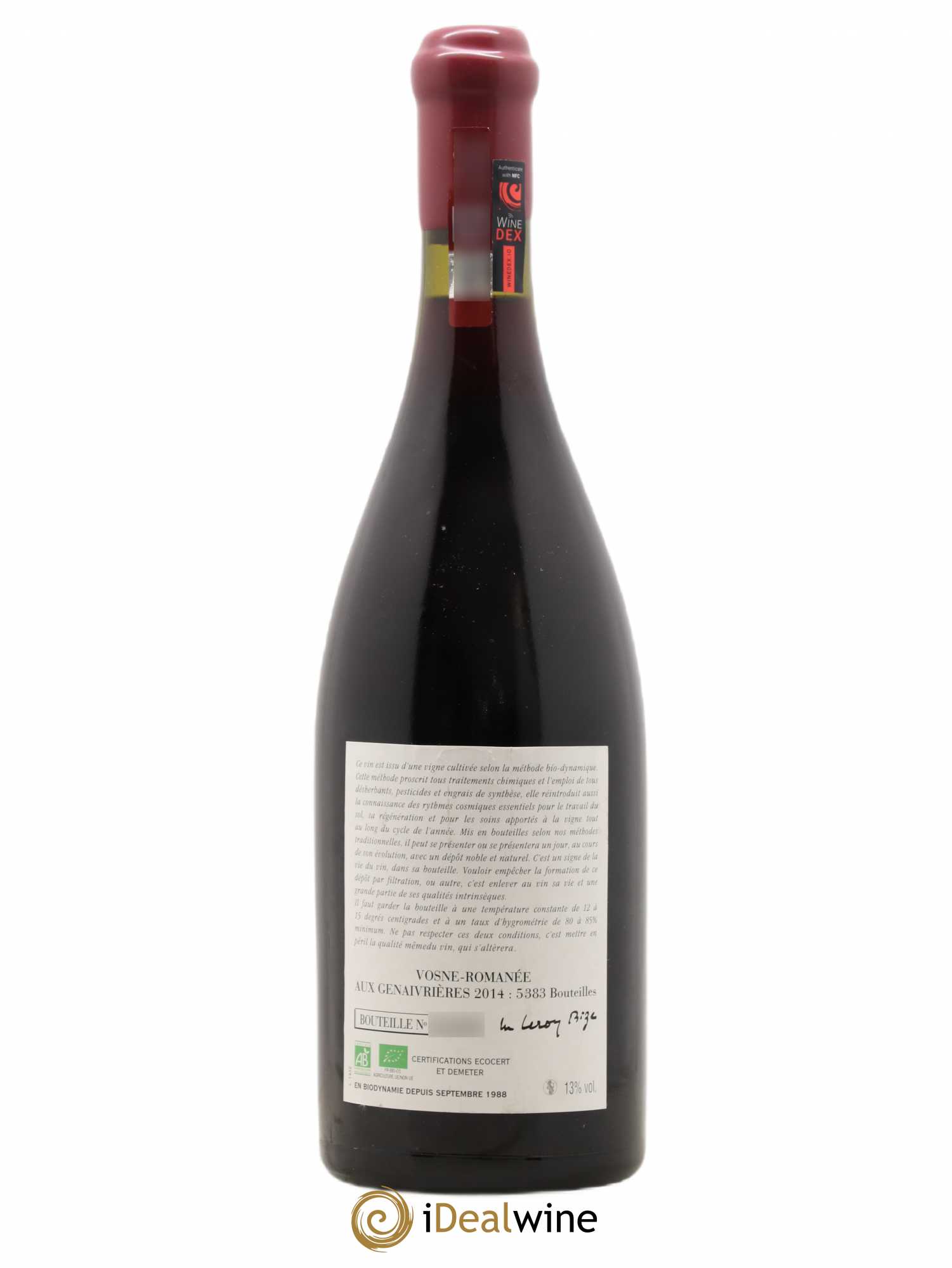 Vosne-Romanée Les Genaivrières Leroy (Domaine) 2014 - Lot de 1 bouteille - 1