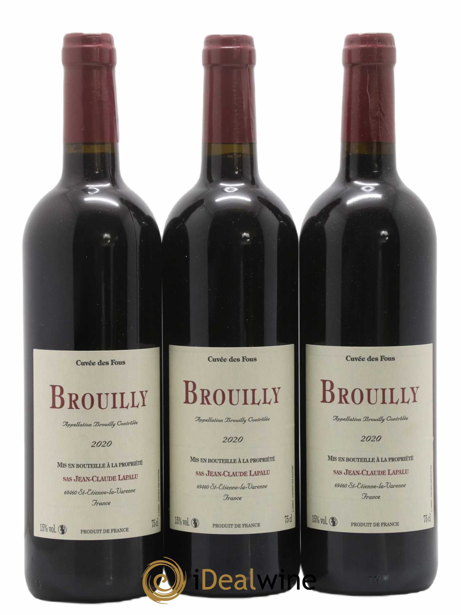 Brouilly Cuvée des Fous Jean-Claude Lapalu 2020 - Lot de 3 bouteilles - 0