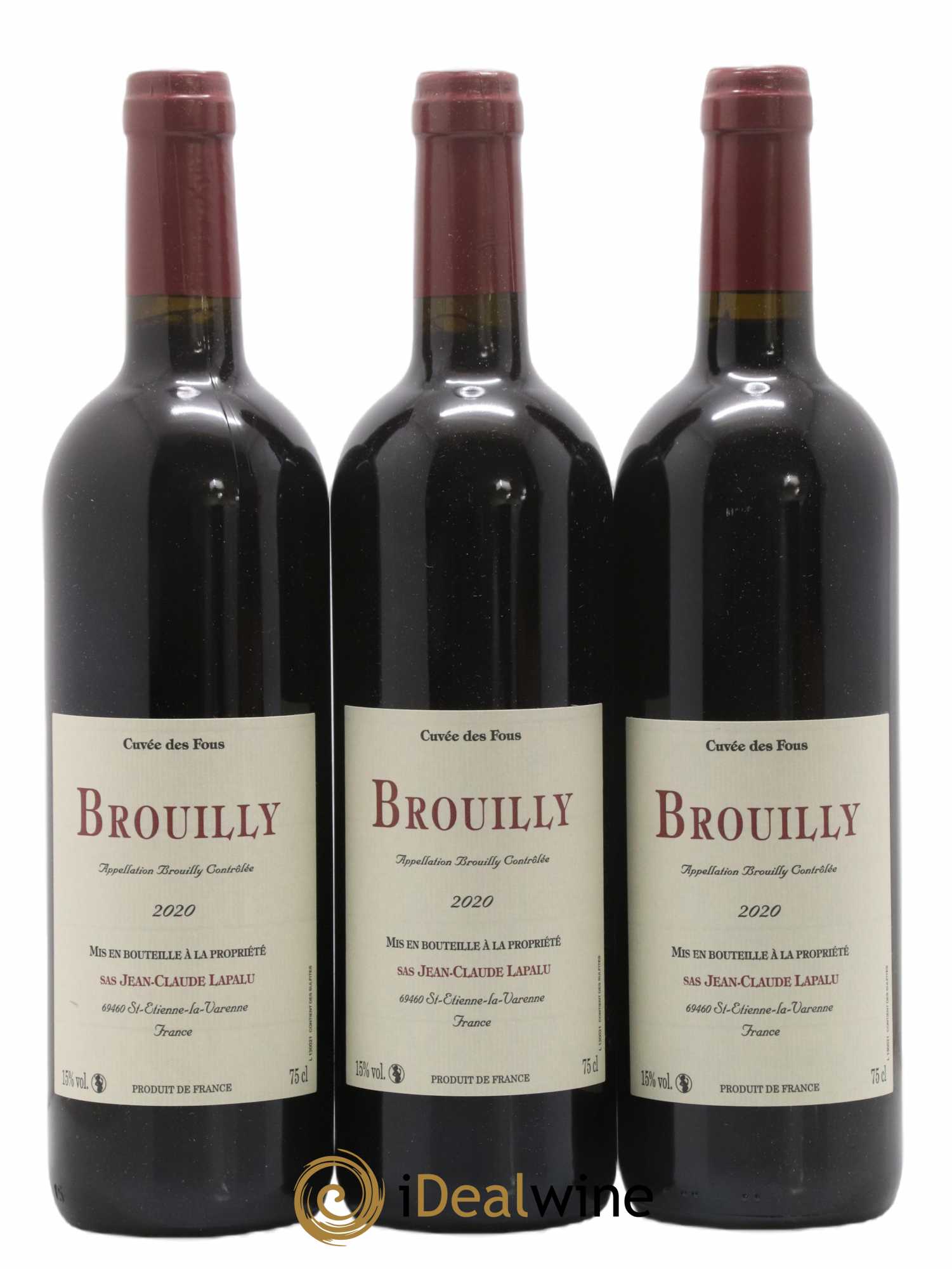 Brouilly Cuvée des Fous Jean-Claude Lapalu 2020 - Lot de 3 bouteilles - 0