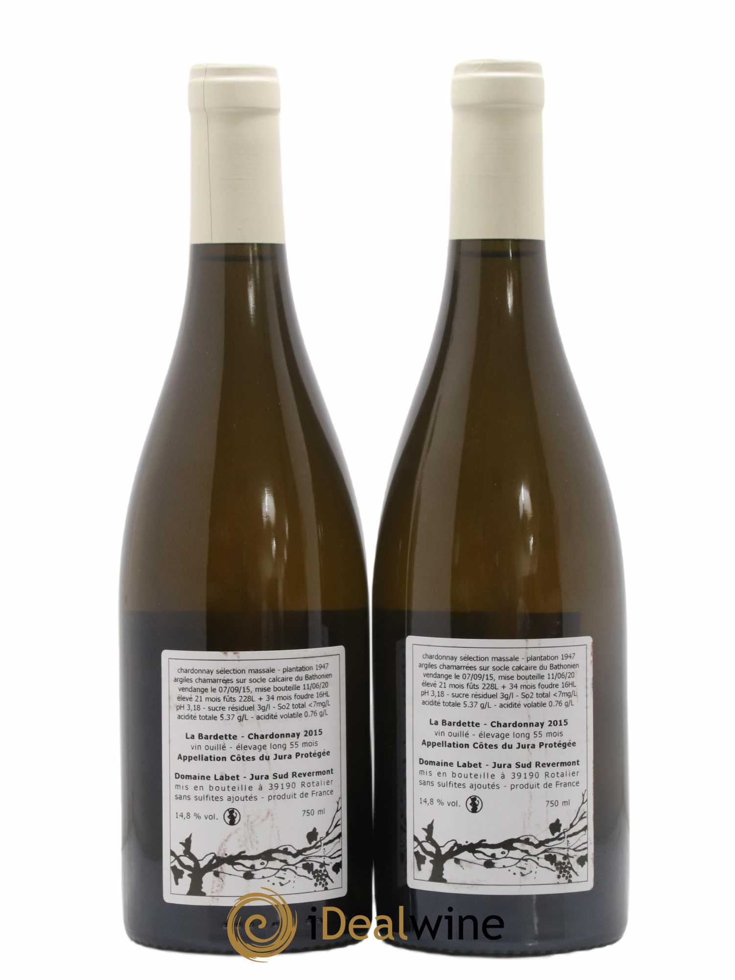 Côtes du Jura Chardonnay La Bardette Romain - Julien  - Charline Labet 2015 - Lot de 2 bouteilles - 1