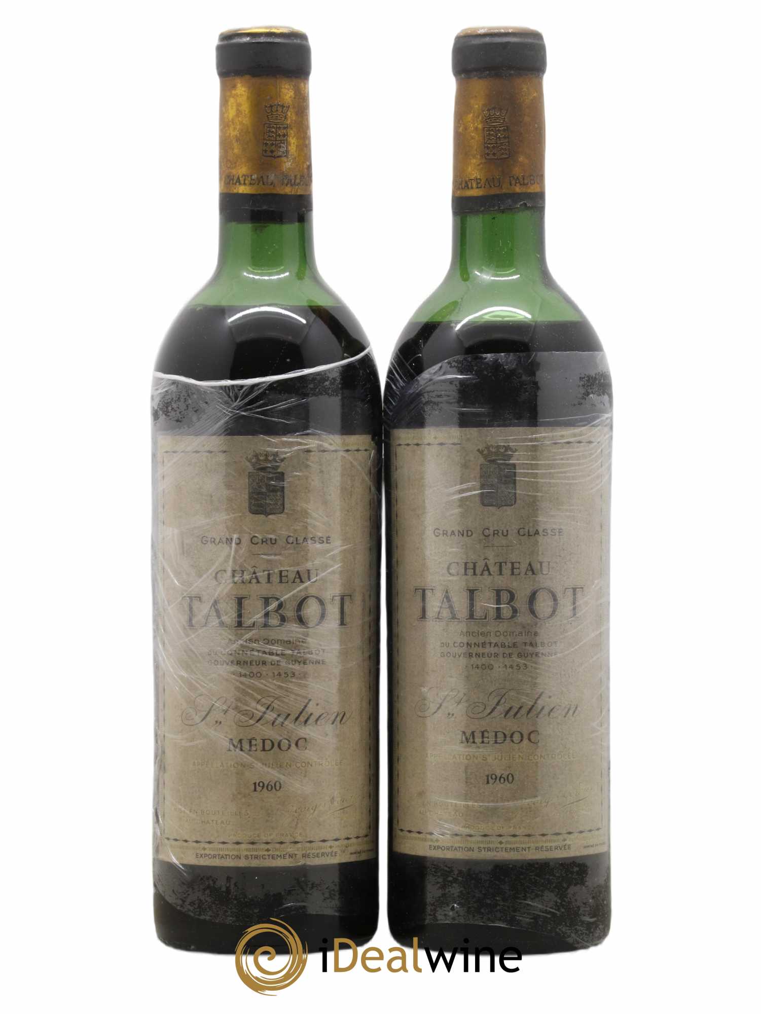 Château Talbot 4ème Grand Cru Classé 1960 - Lot de 2 bouteilles - 0