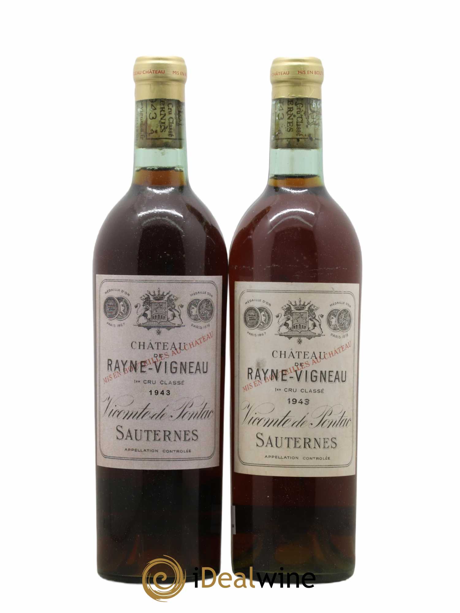 Château de Rayne Vigneau 1er Grand Cru Classé 1943 - Lot de 2 bouteilles - 0