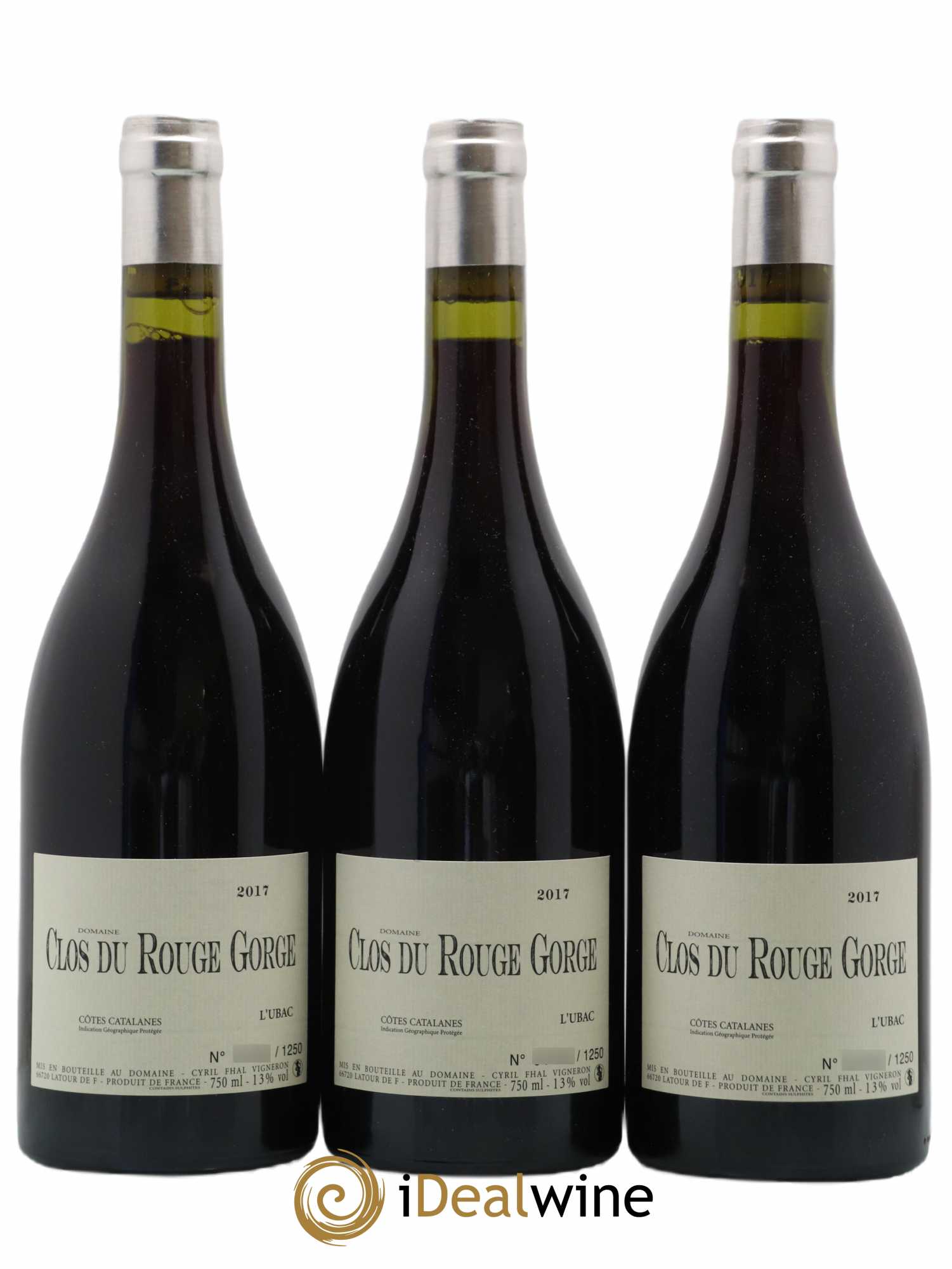 Côtes Catalanes Clos du Rouge Gorge L'Ubac Cyril Fhal 2017 - Lot de 3 bouteilles - 0