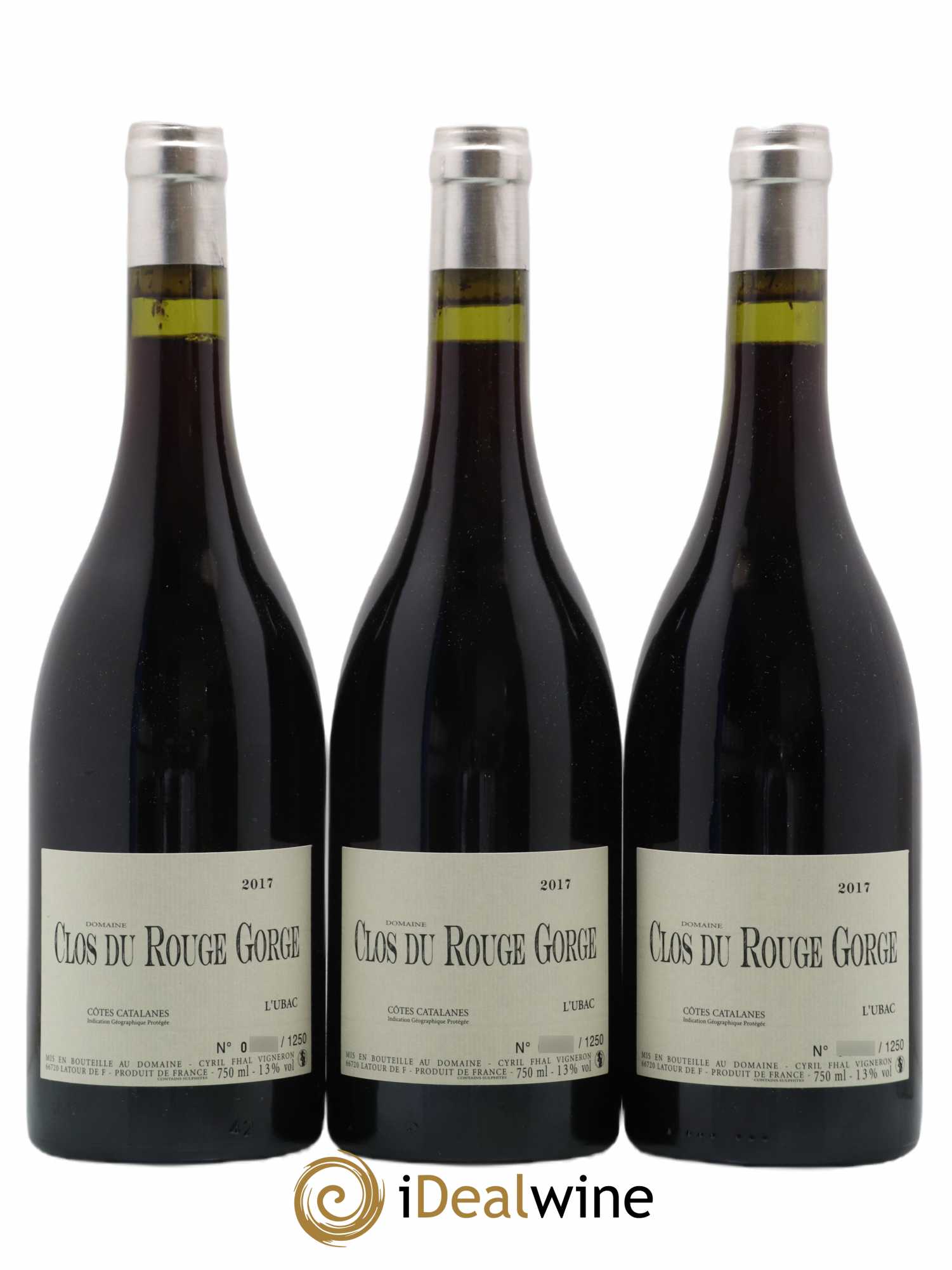 Côtes Catalanes Clos du Rouge Gorge L'Ubac Cyril Fhal 2017 - Lot de 3 bouteilles - 0