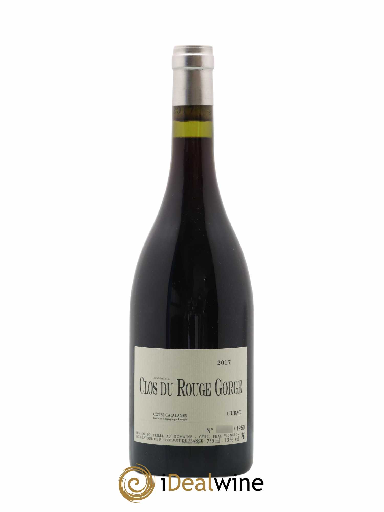 Côtes Catalanes Clos du Rouge Gorge L'Ubac Cyril Fhal 2017 - Lot of 1 bottle - 0