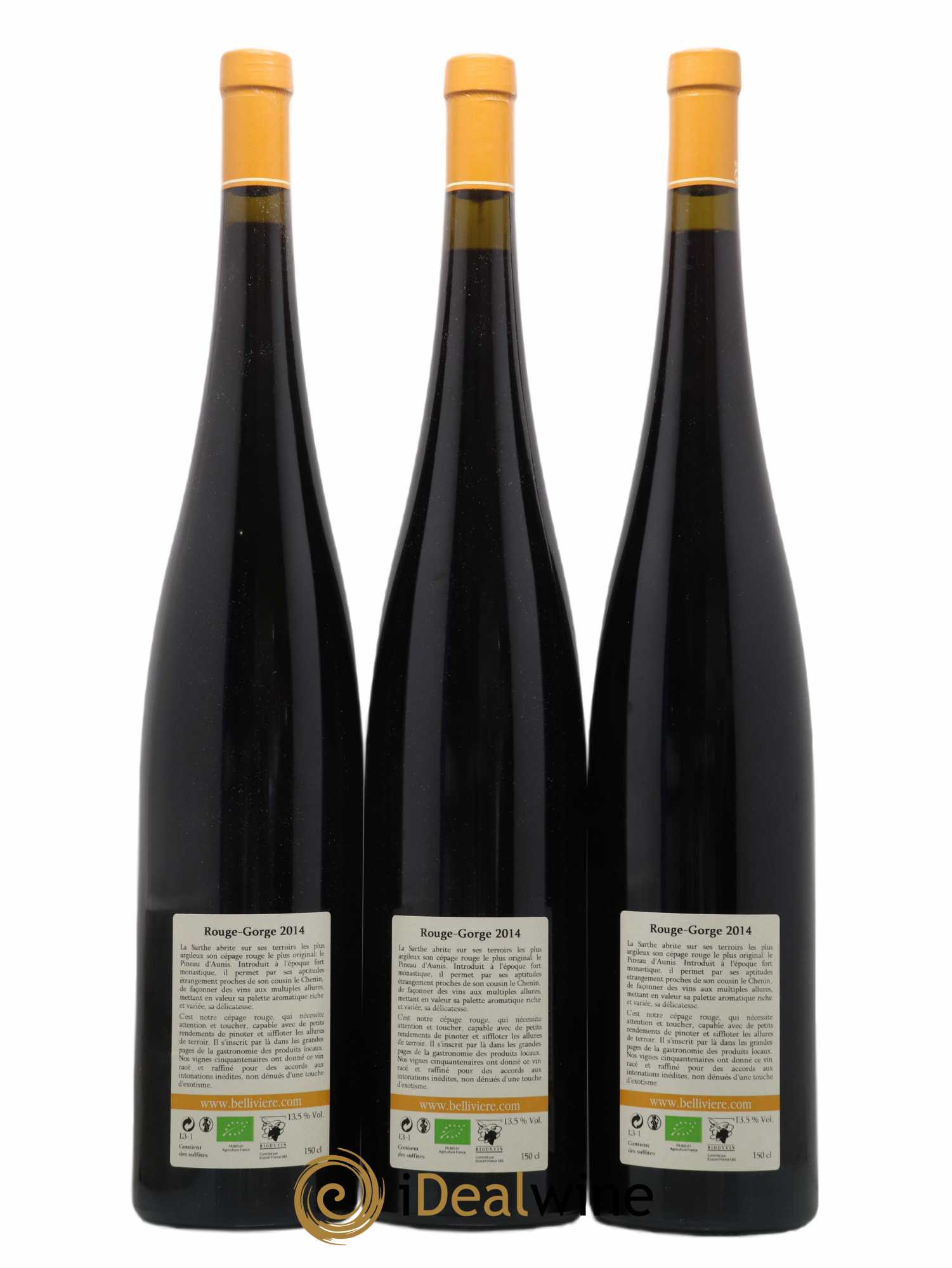 Coteaux du Loir Le Rouge Gorge Domaine de Bellivière 2014 - Lot de 3 magnums - 1