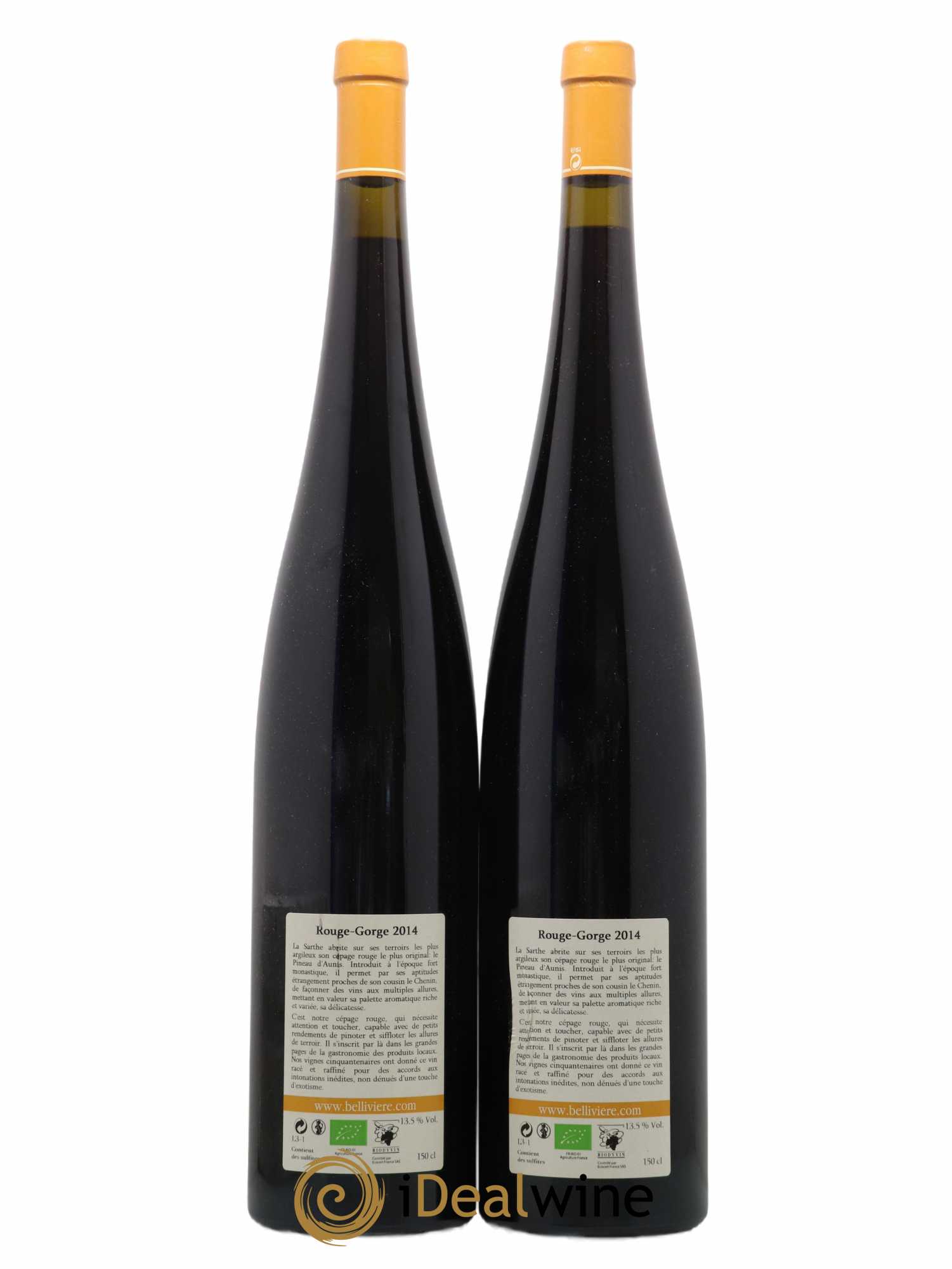 Coteaux du Loir Le Rouge Gorge Domaine de Bellivière 2014 - Lot de 2 magnums - 1