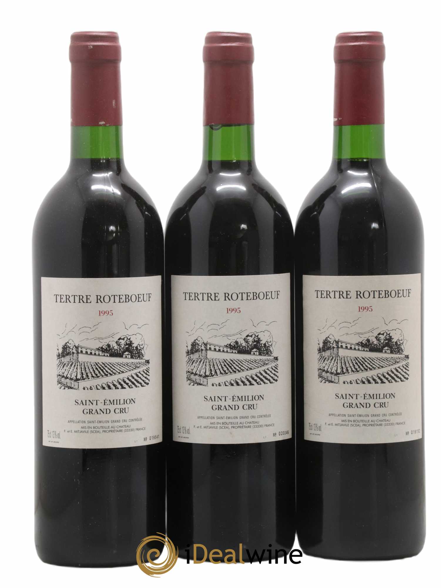 Château Tertre Roteboeuf 1995 - Lot of 3 bottles - 0
