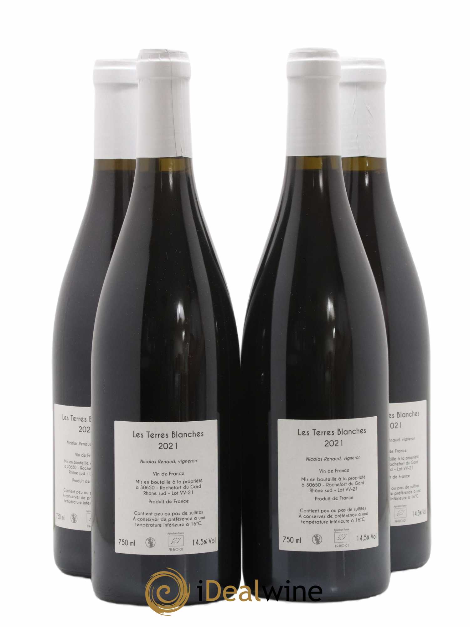 Vin de France Les Terres Blanches Vieilles vignes Clos des Grillons 2021 - Lot de 4 bouteilles - 1