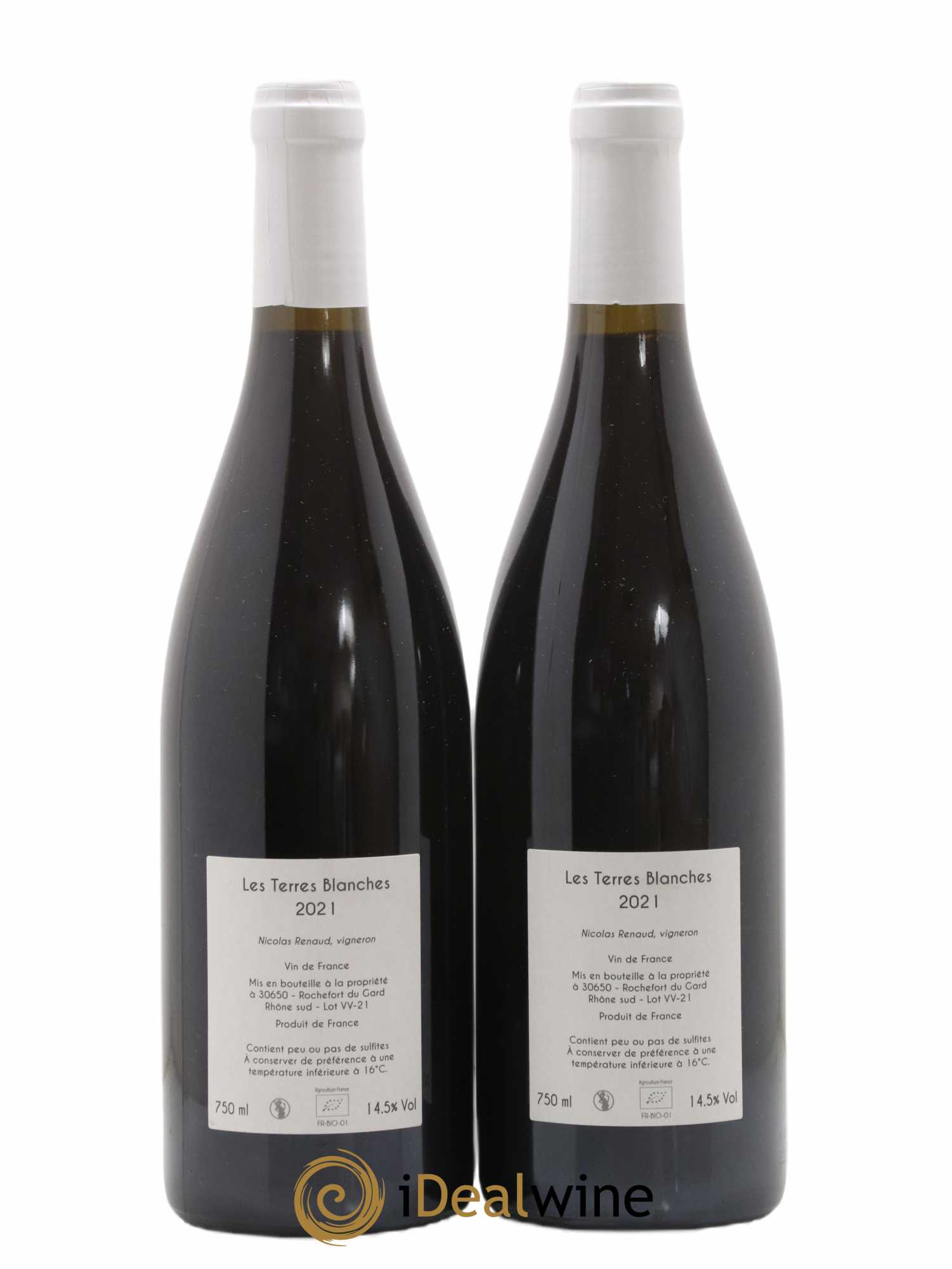 Vin de France Les Terres Blanches Vieilles vignes Clos des Grillons 2021 - Lot de 2 bouteilles - 1