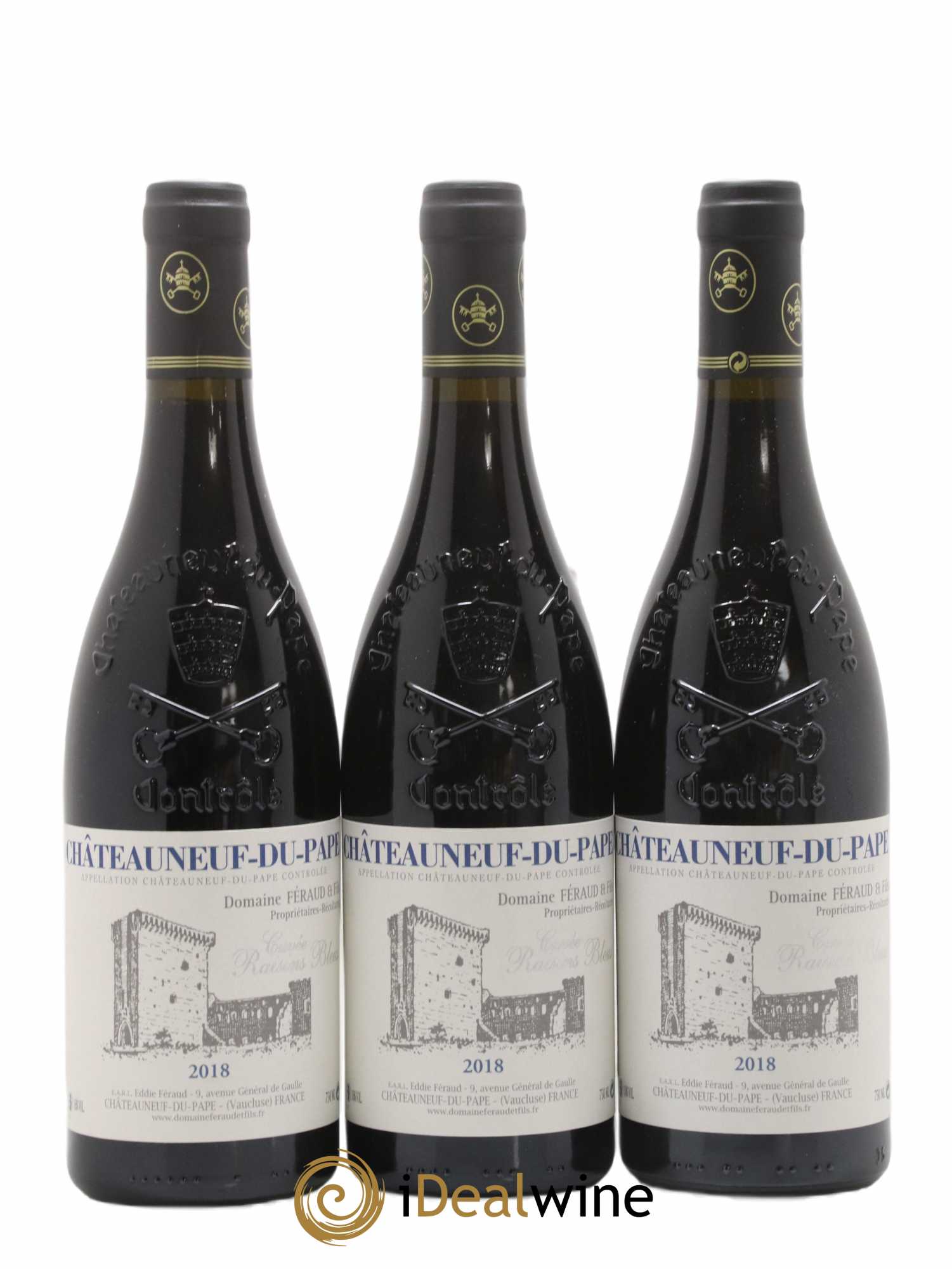 Châteauneuf-du-Pape Cuvée Raisins Bleus Eddie Féraud 2018 - Lot de 3 bouteilles - 0