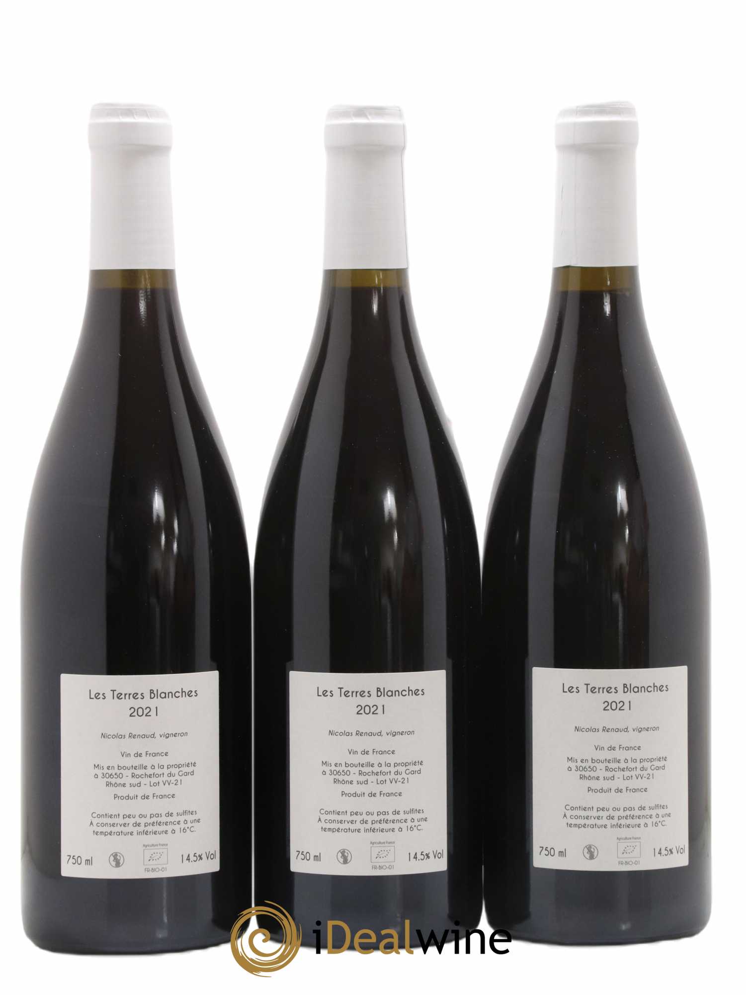 Vin de France Les Terres Blanches Vieilles vignes Clos des Grillons 2021 - Lot de 3 bouteilles - 1