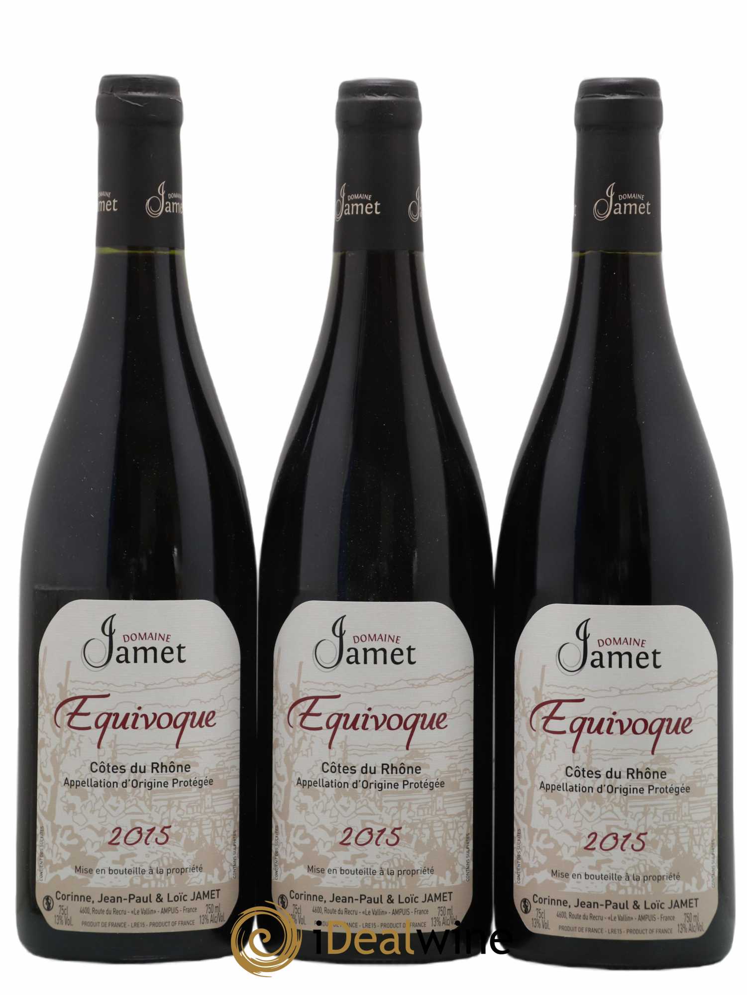 Côtes-du-Rhône Equivoque Jamet (Domaine) 2015 - Lot de 3 bouteilles - 0