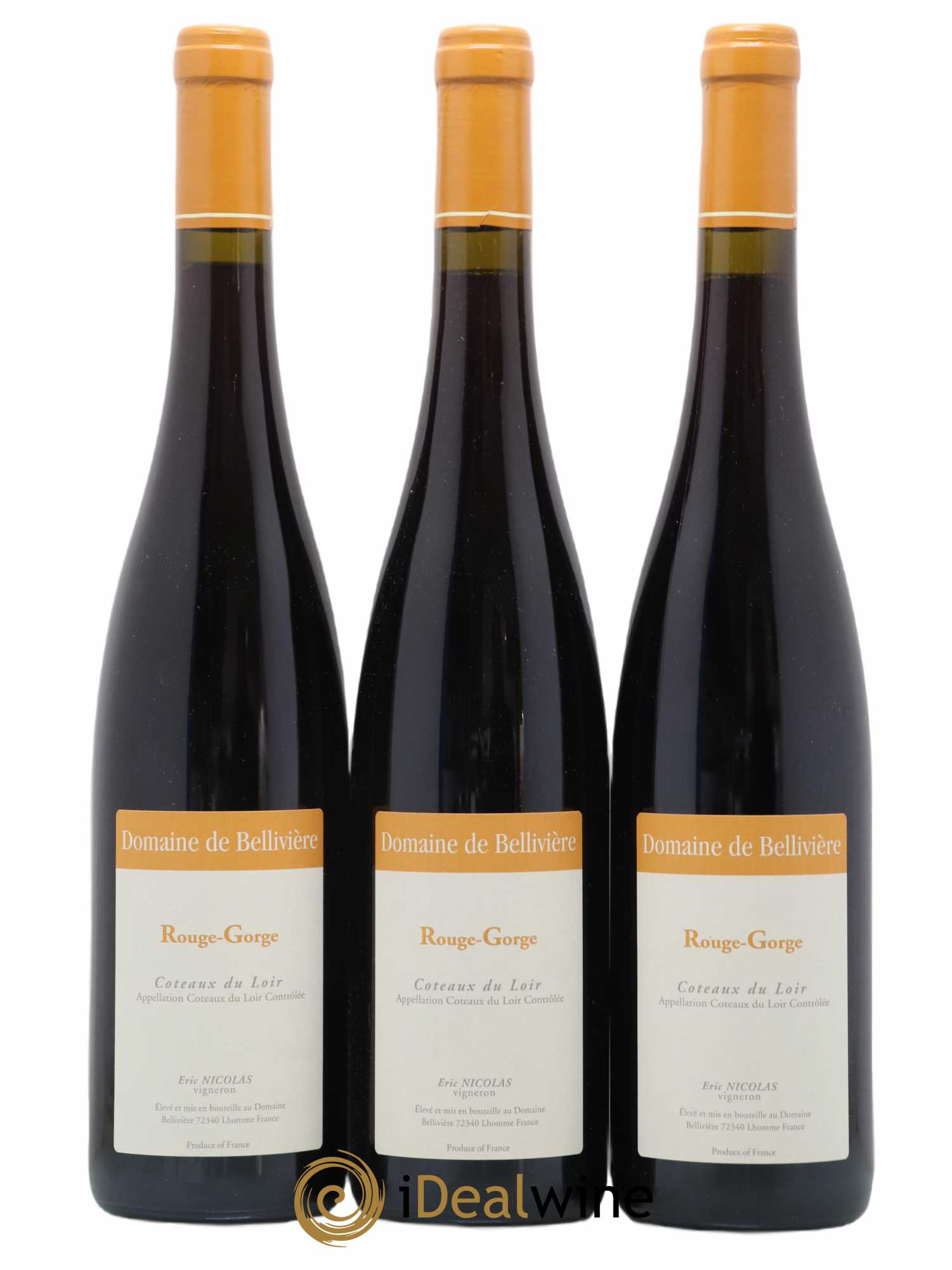 Coteaux du Loir Le Rouge Gorge Domaine de Bellivière 2017 - Lot de 3 bouteilles - 0