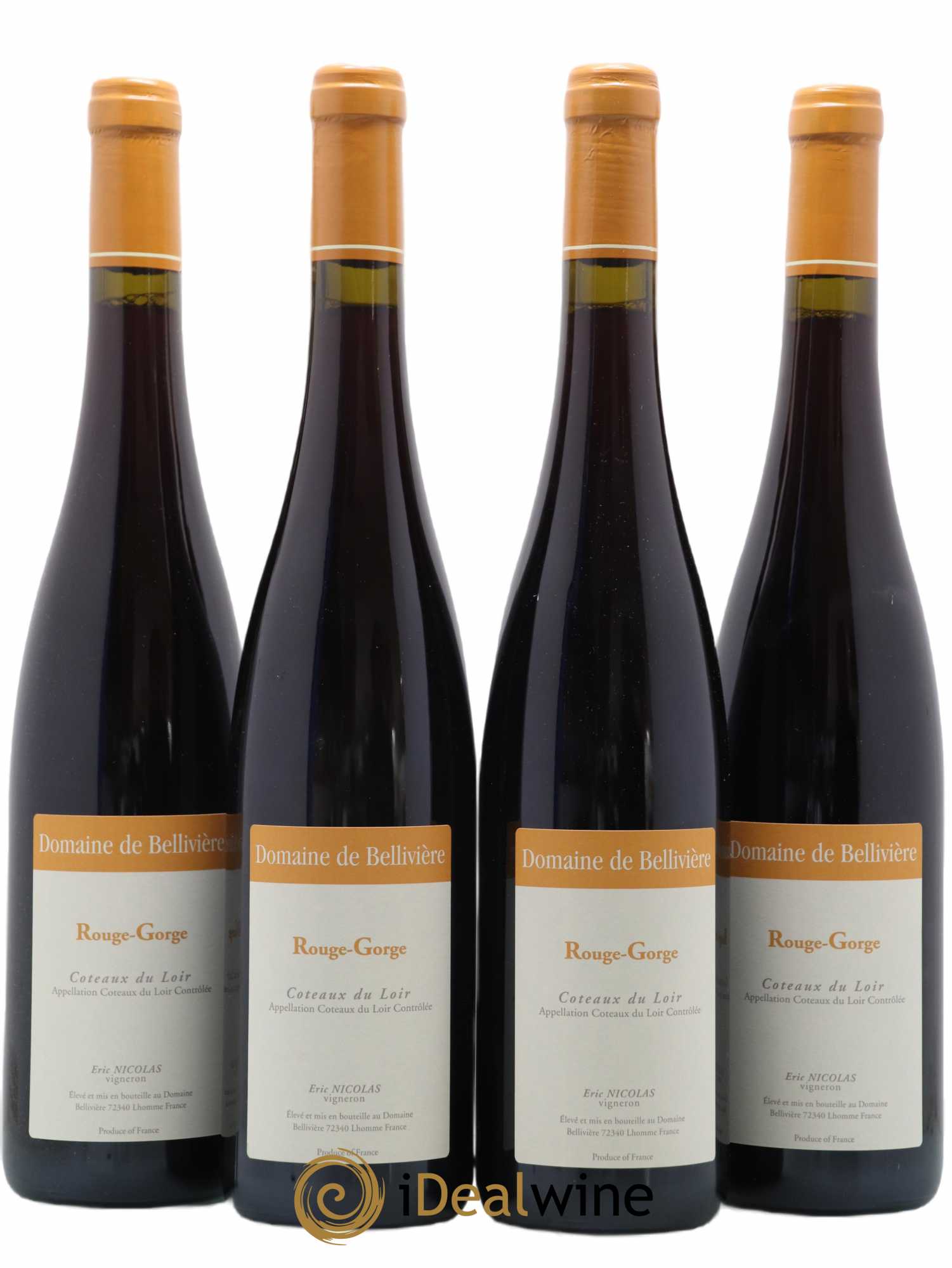 Coteaux du Loir Le Rouge Gorge Domaine de Bellivière 2017 - Lot de 4 bouteilles - 0