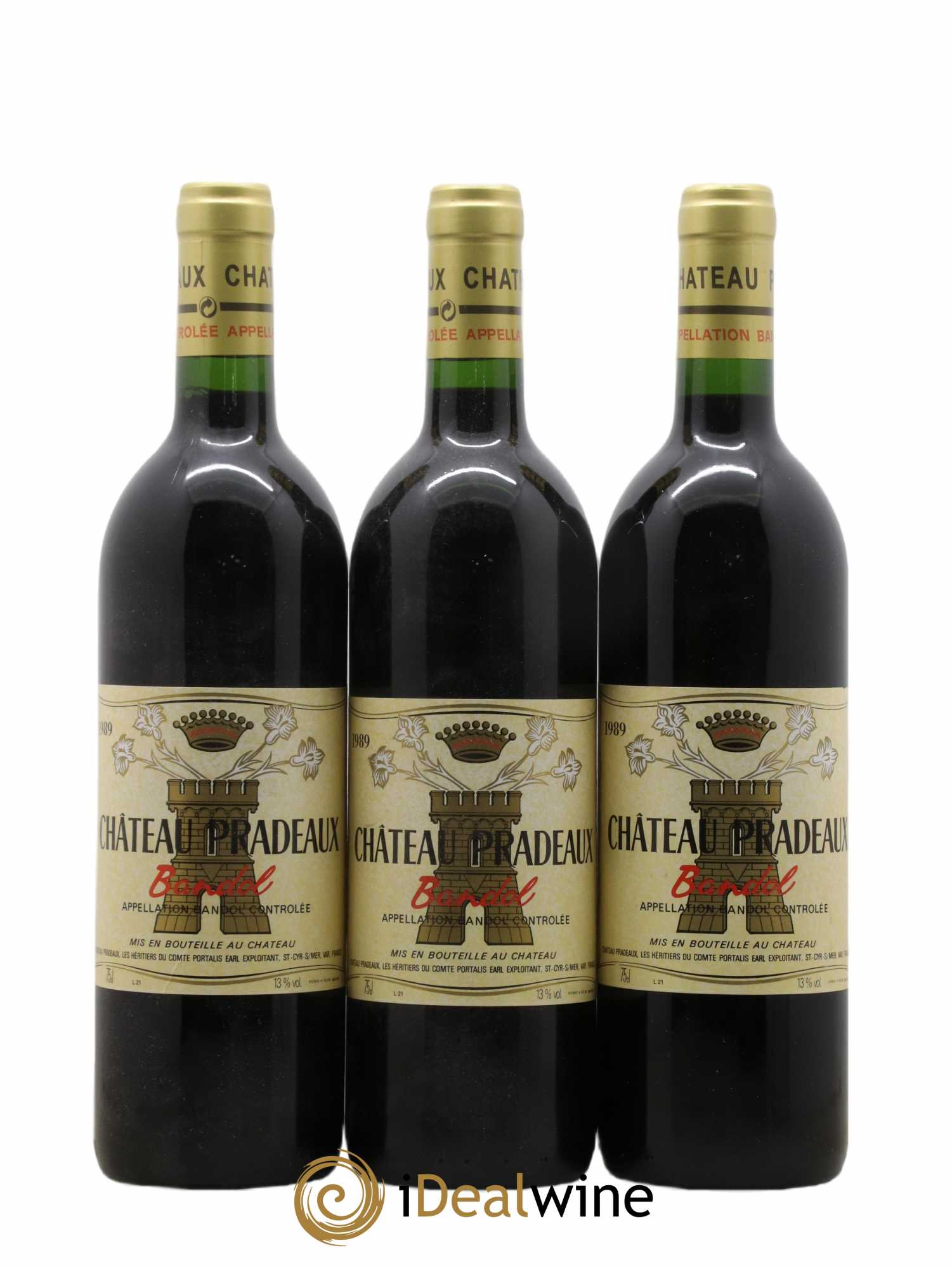 Bandol Château Pradeaux Famille Portalis 1989 - Lot of 3 bottles - 0