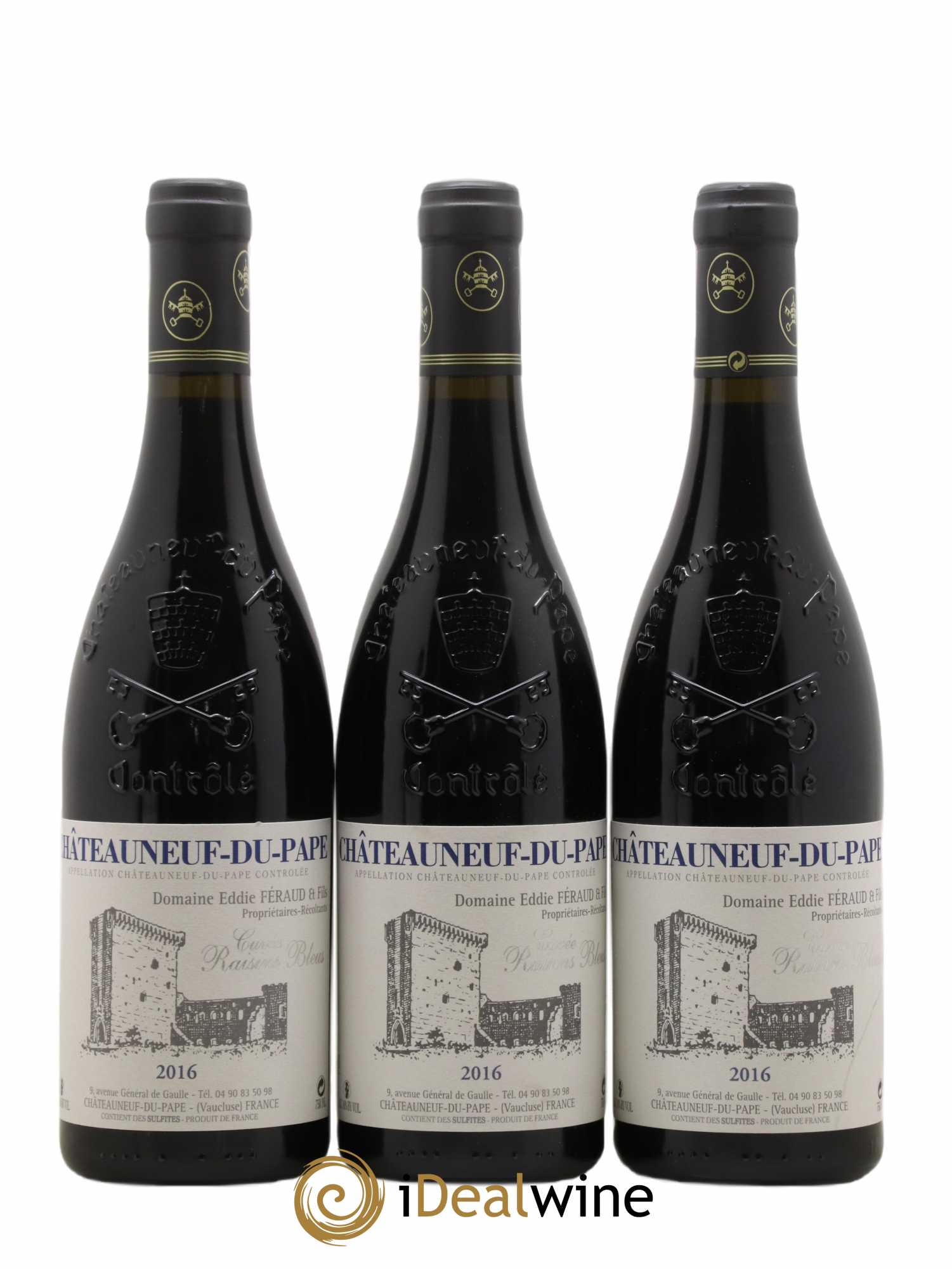 Châteauneuf-du-Pape Cuvée Raisins Bleus Eddie Féraud 2016 - Lot de 3 bouteilles - 0