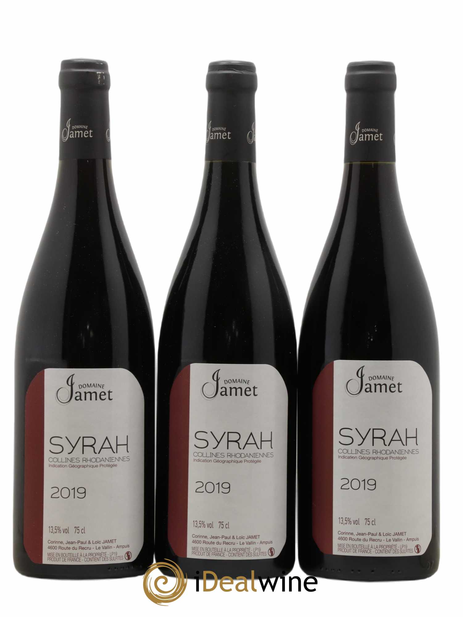 Collines Rhodaniennes Syrah Jamet (Domaine) 2019 - Lot de 3 bouteilles - 0