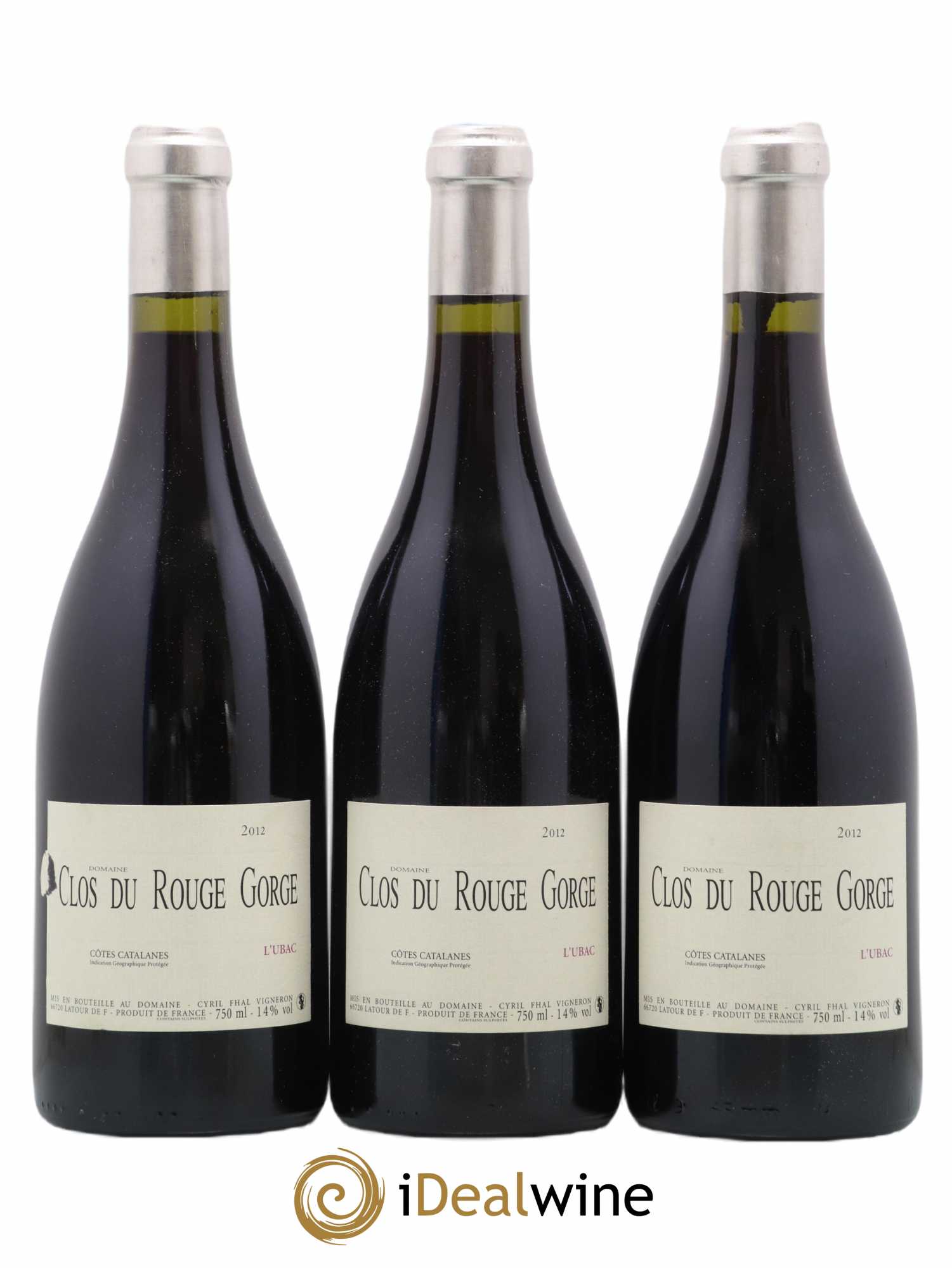 Côtes Catalanes Clos du Rouge Gorge L'Ubac Cyril Fhal 2012 - Lot of 3 bottles - 0