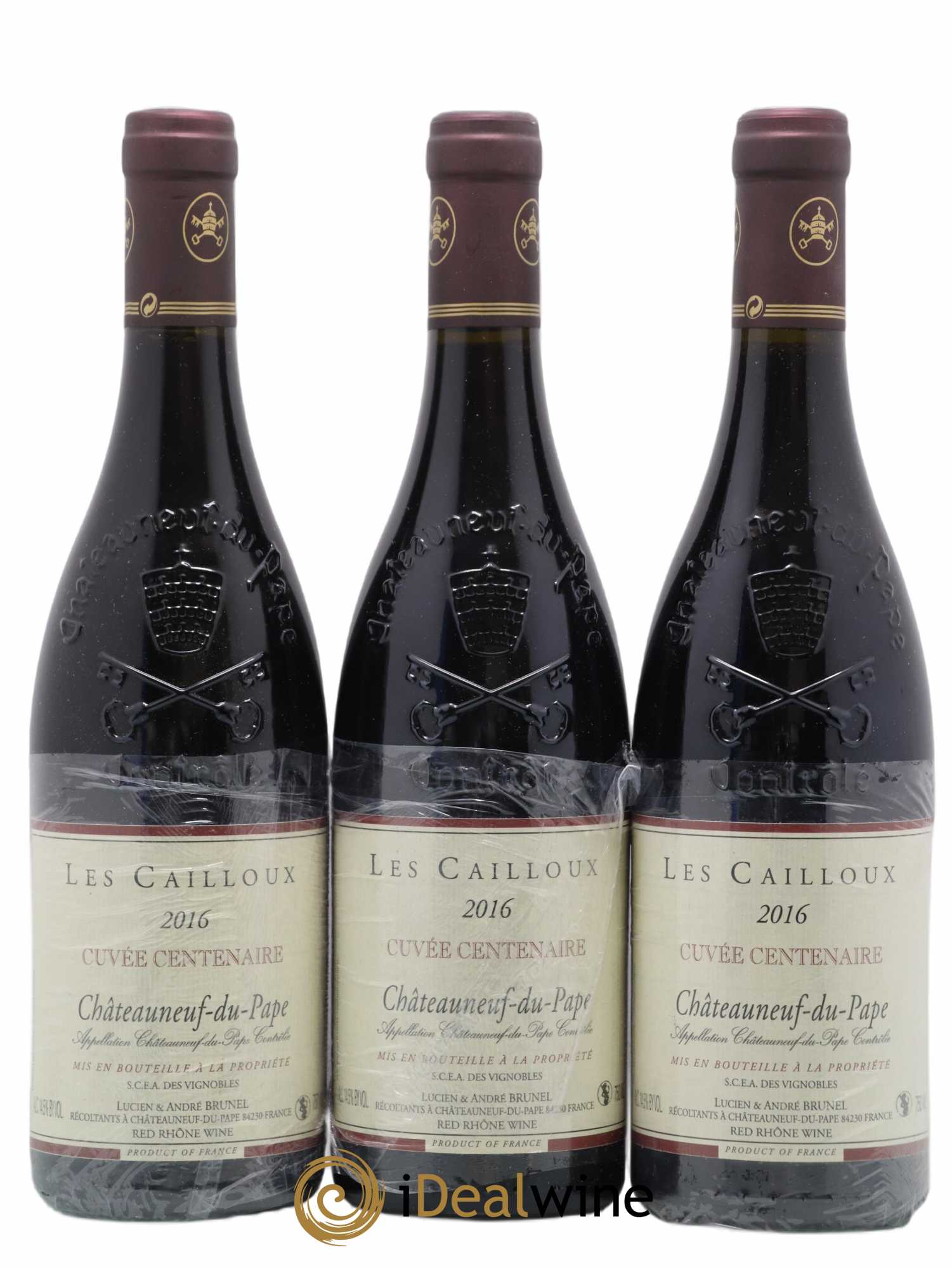 Châteauneuf-du-Pape Les Cailloux Cuvée Centenaire André Brunel 2016 - Lot de 3 bouteilles - 0