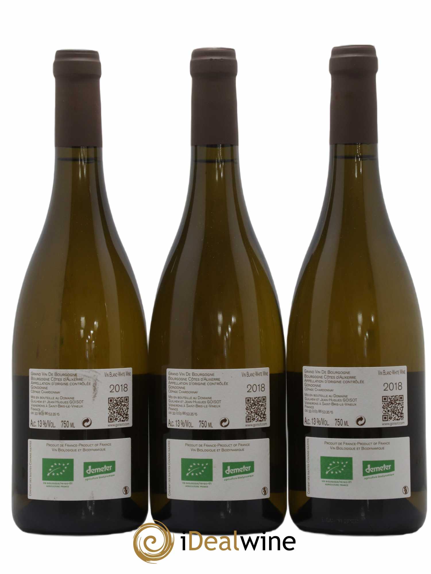 Bourgogne Côtes d'Auxerre Gondonne Goisot 2018 - Lot de 3 bouteilles - 1