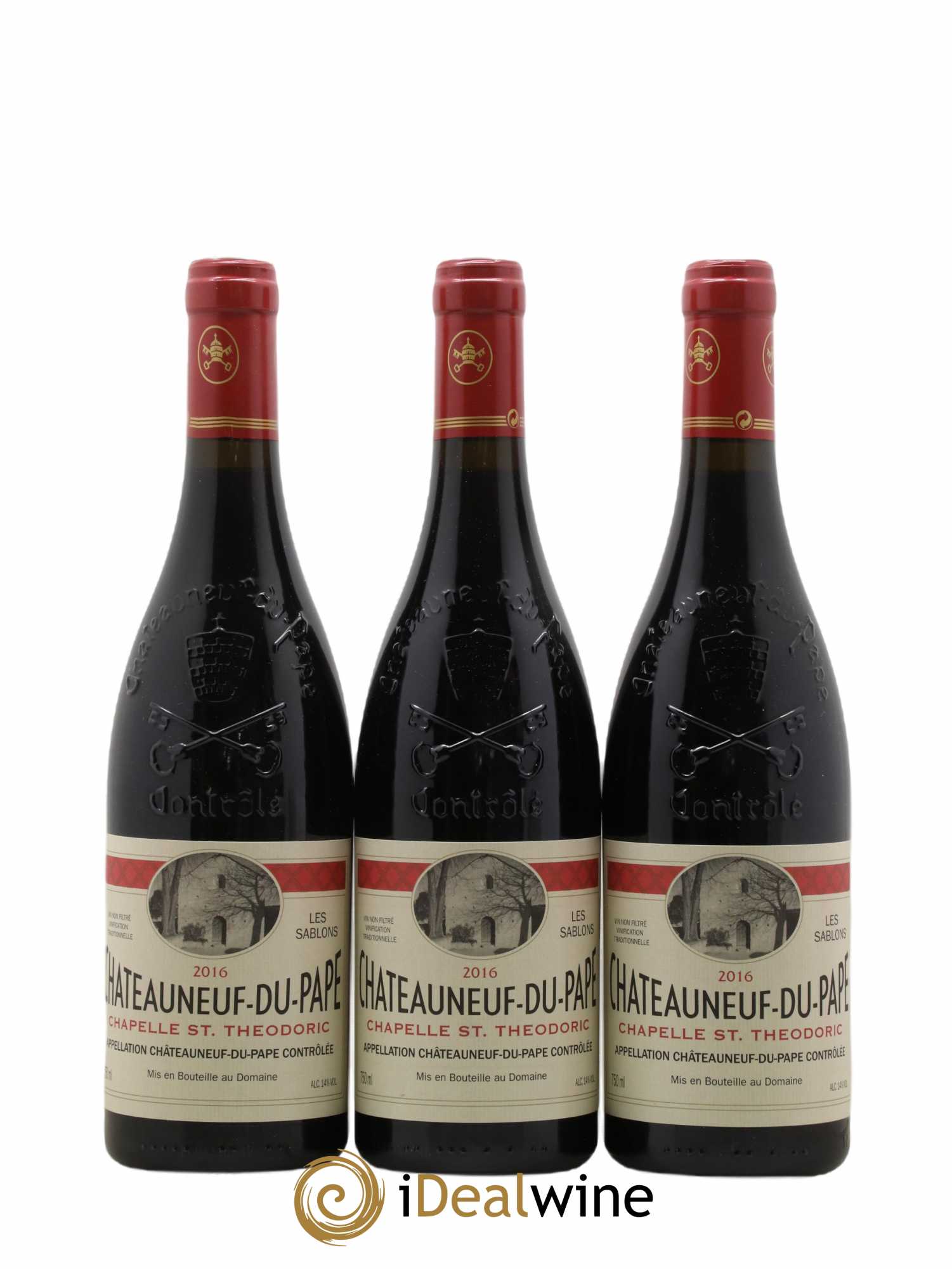 Châteauneuf-du-Pape Les Sablons Chapelle St Theodoric 2016 - Lot of 3 bottles - 0