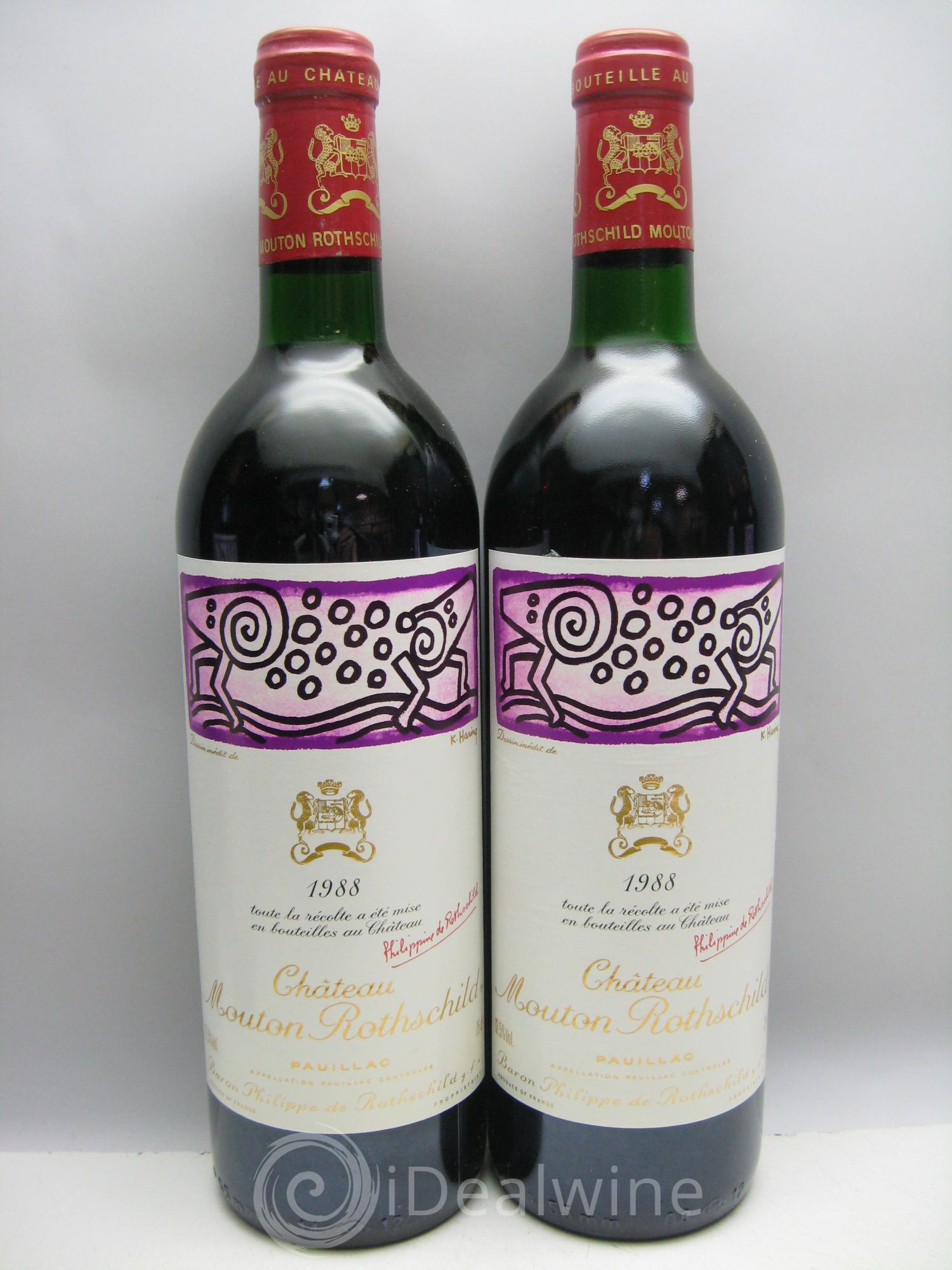 Château Mouton Rothschild 1er Grand Cru Classé (Cb couvercle abimé) 1988 - Lot de 6 bouteilles - 1
