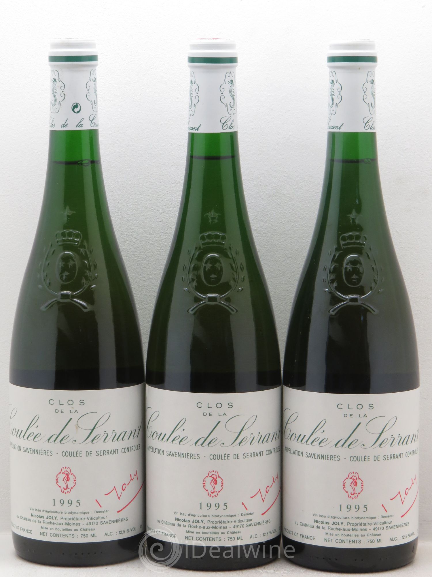 Savennières Clos de la Coulée de Serrant Vignobles de la Coulée de Serrant - Nicolas Joly 1995 - Lot de 3 bouteilles - 0
