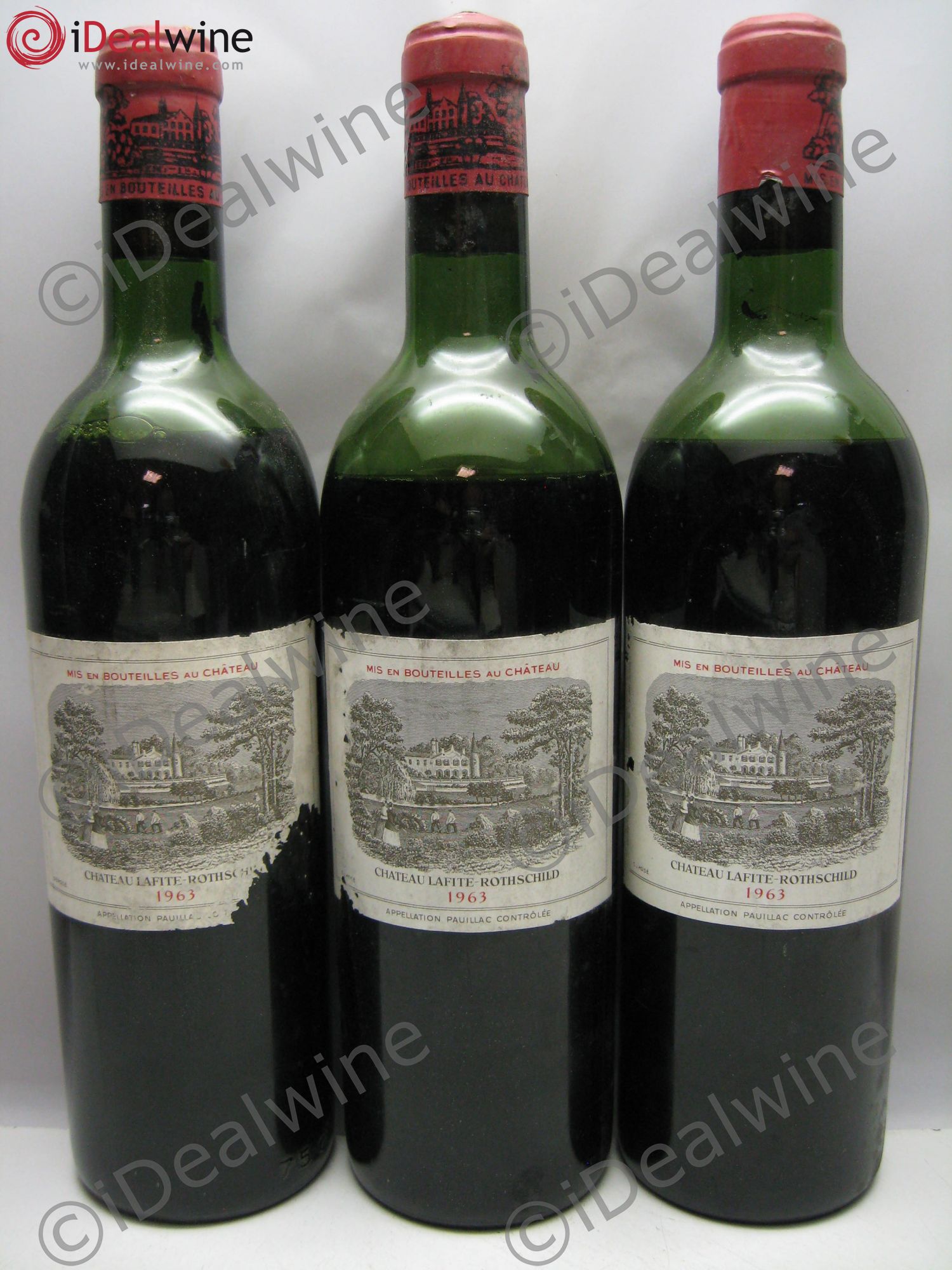 Château Lafite Rothschild 1er Grand Cru Classé 1963 - Lot de 3 bouteilles - 0