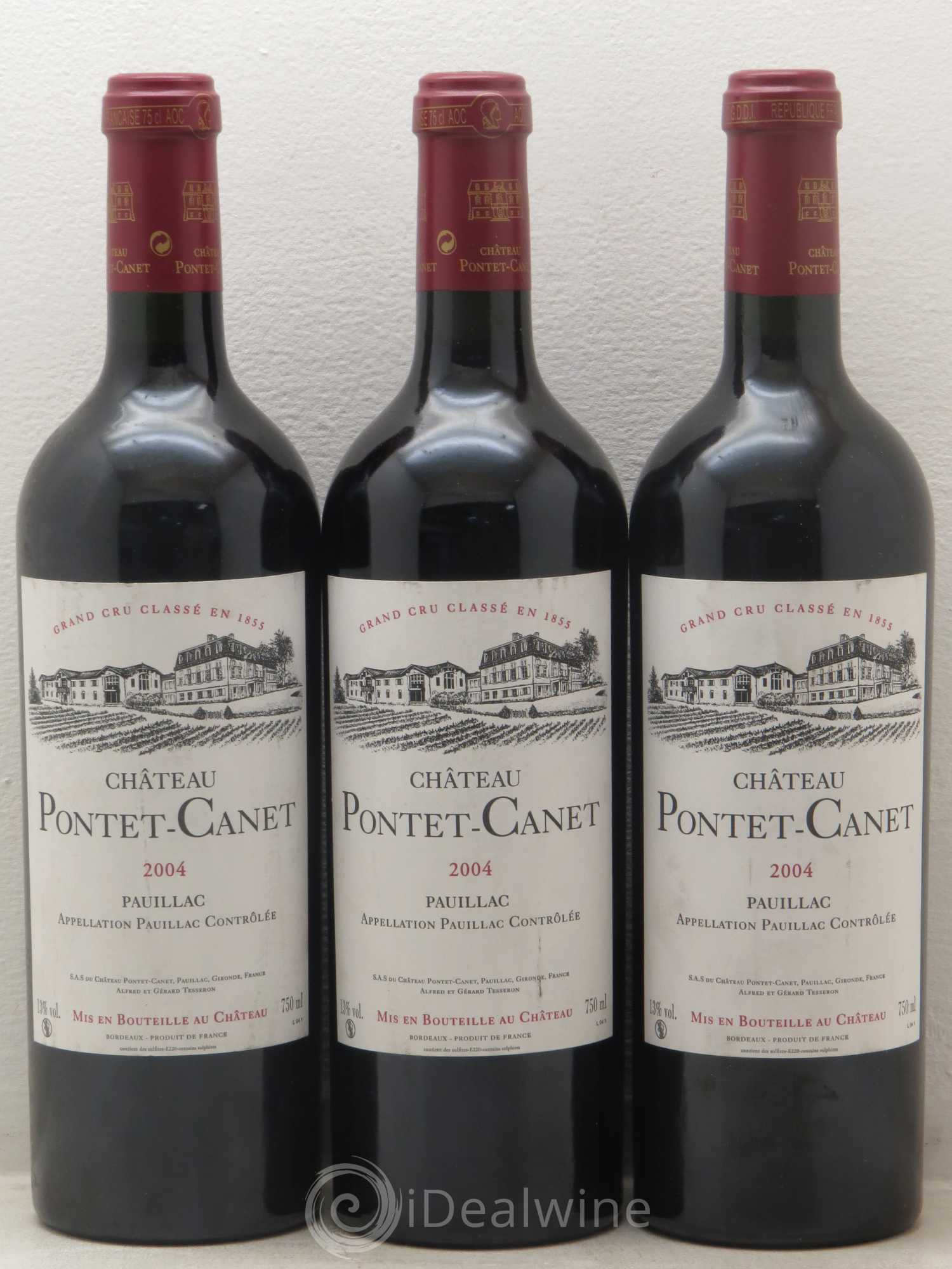 Château Pontet Canet 5ème Grand Cru Classé 2004 - Lot de 3 bouteilles - 0
