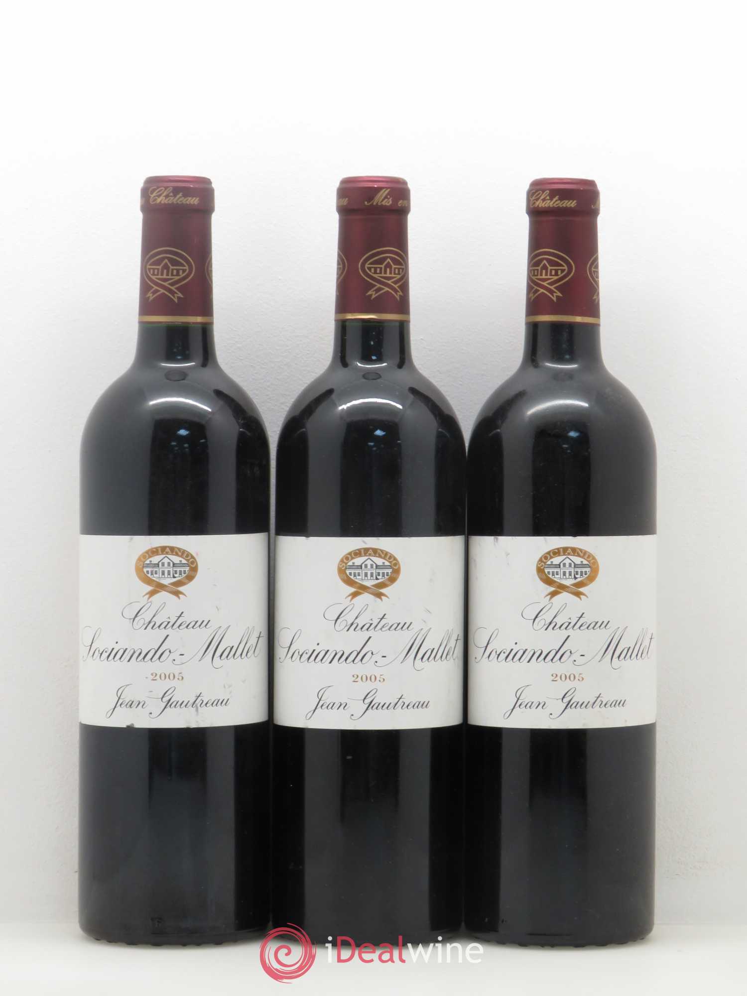Château Sociando Mallet 2005 - Lot de 3 bouteilles - 0