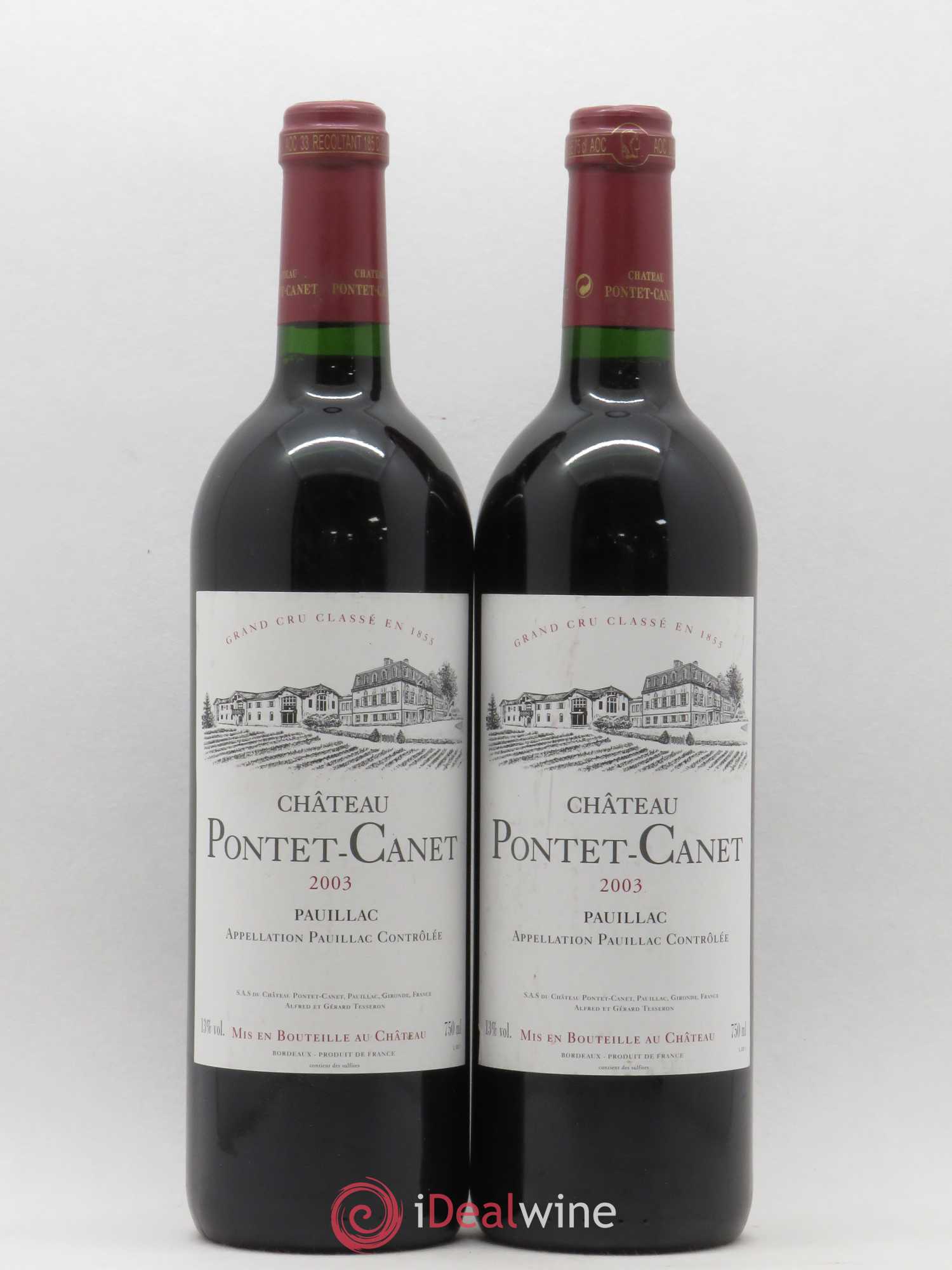 Château Pontet Canet 5ème Grand Cru Classé 2003 - Lot de 2 bouteilles - 0