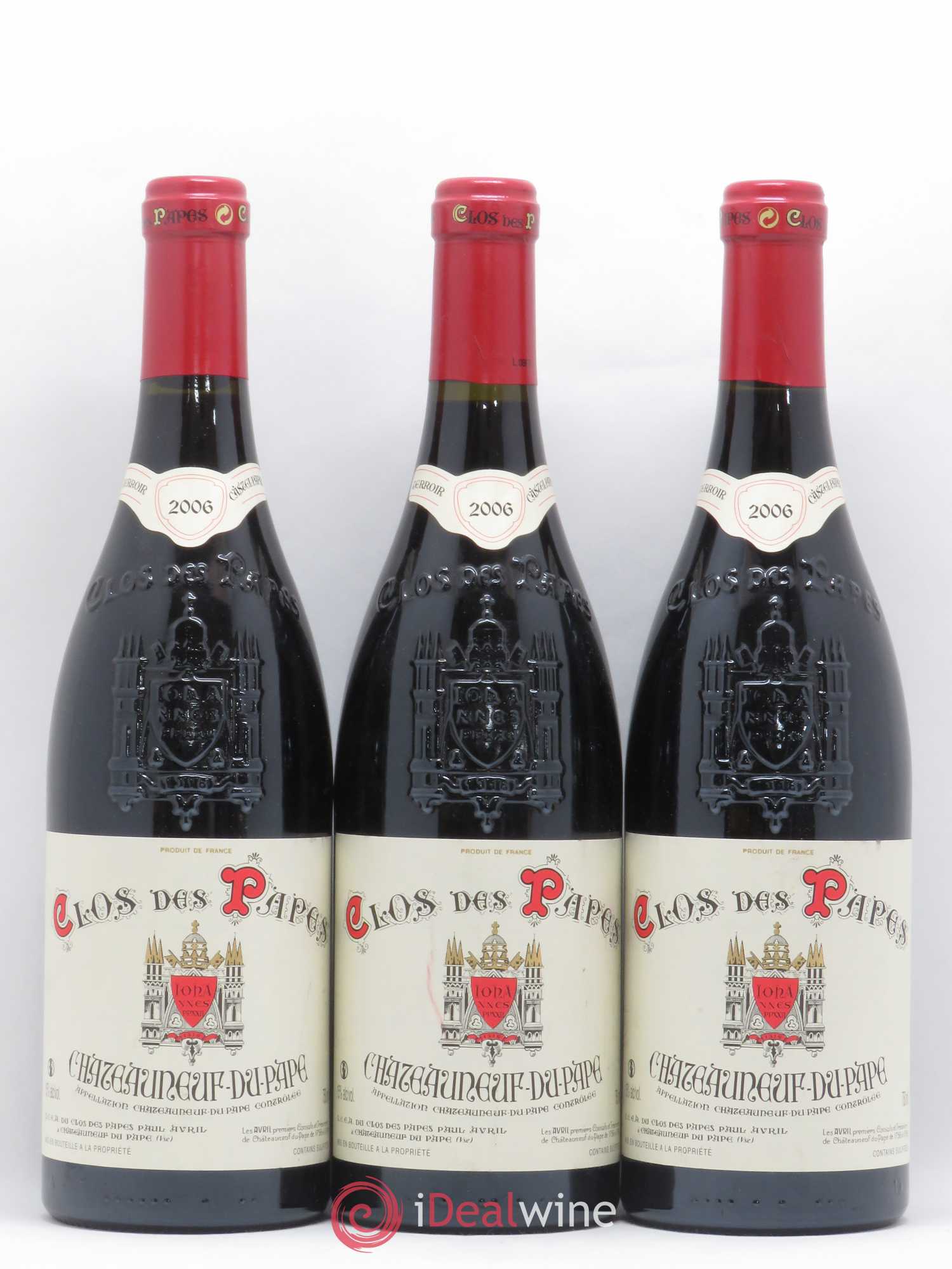 Châteauneuf-du-Pape Clos des Papes - Paul Avril 2006 - Lot de 3 bouteilles - 0