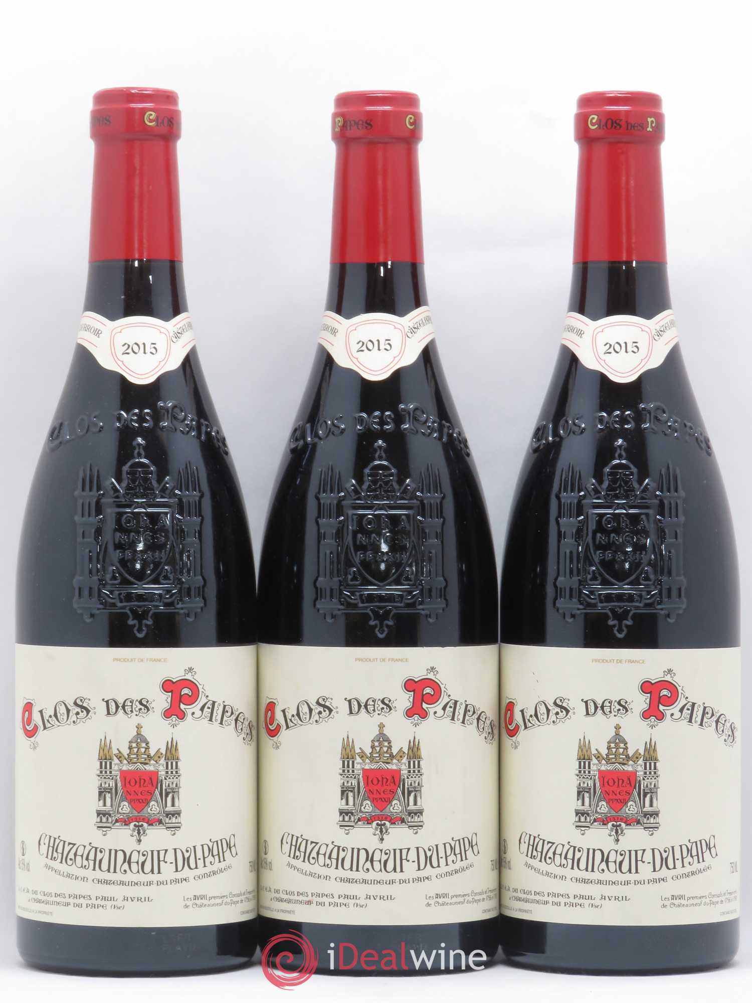 Châteauneuf-du-Pape Clos des Papes - Paul Avril 2015 - Lot de 3 bouteilles - 0