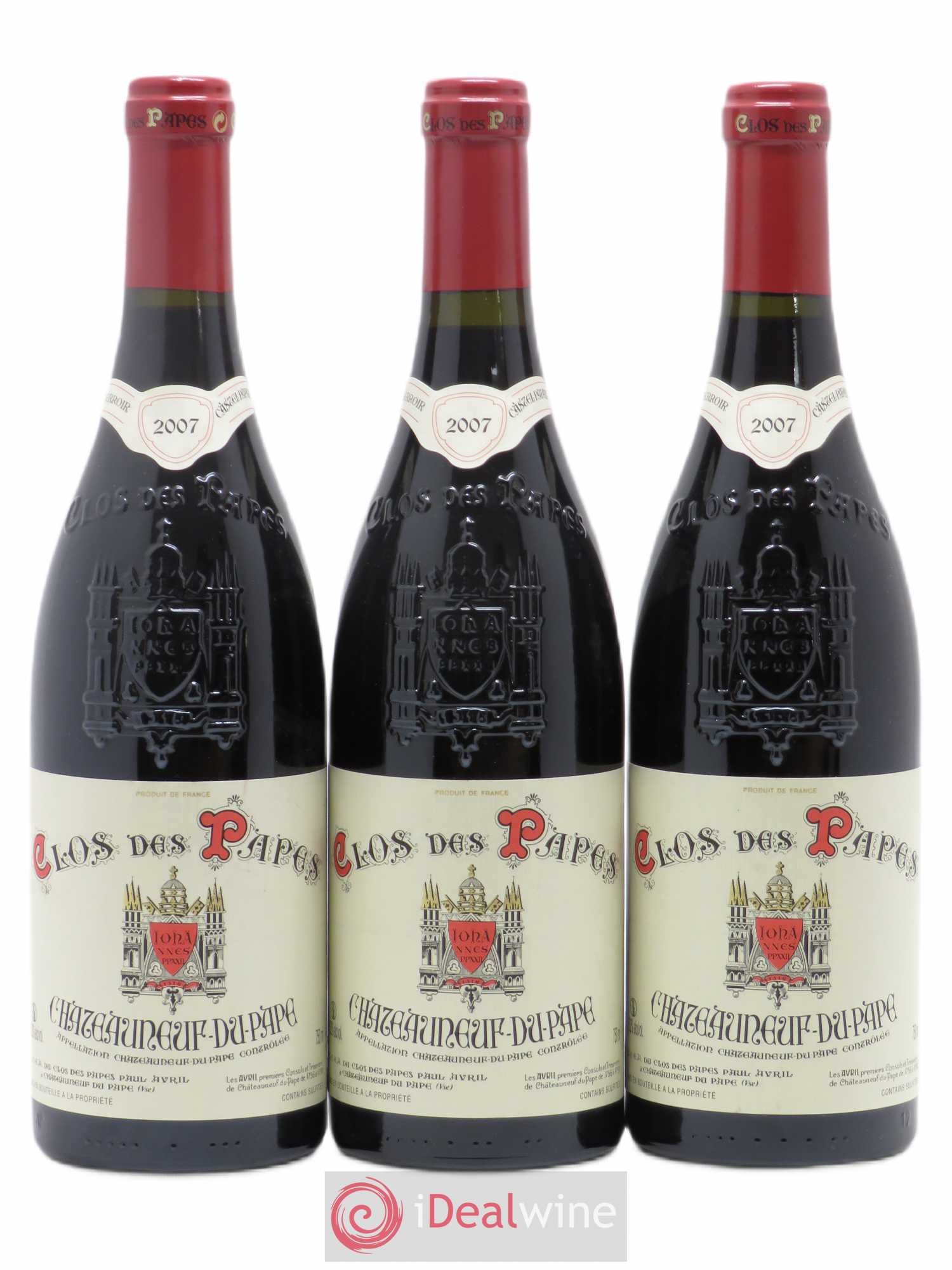 Châteauneuf-du-Pape Clos des Papes - Paul Avril 2007 - Lot de 3 bouteilles - 0