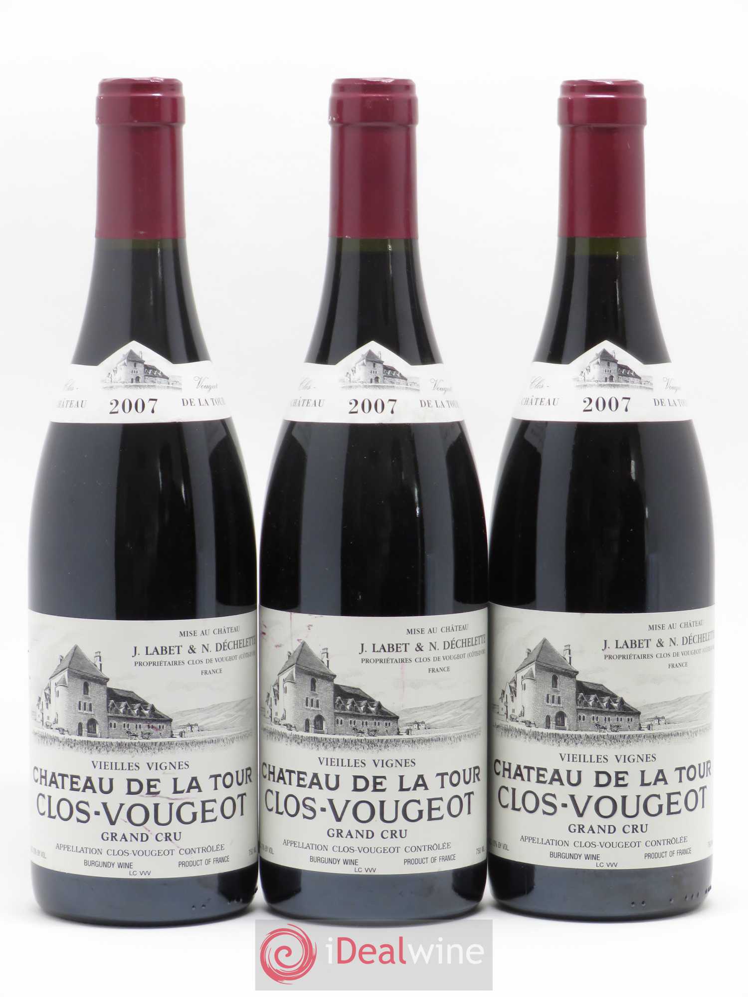 Clos de Vougeot Grand Cru Vieilles Vignes Château de La Tour 2007 - Lot de 3 bouteilles - 0