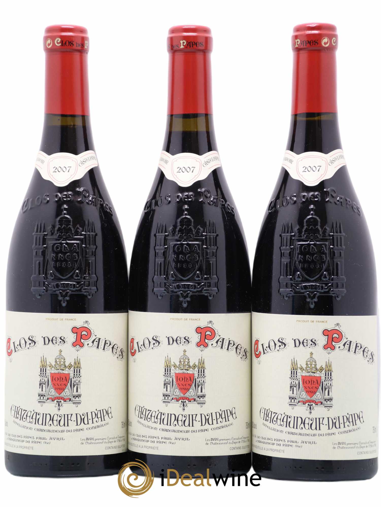 Châteauneuf-du-Pape Clos des Papes - Paul Avril 2007 - Lot de 3 bouteilles - 0