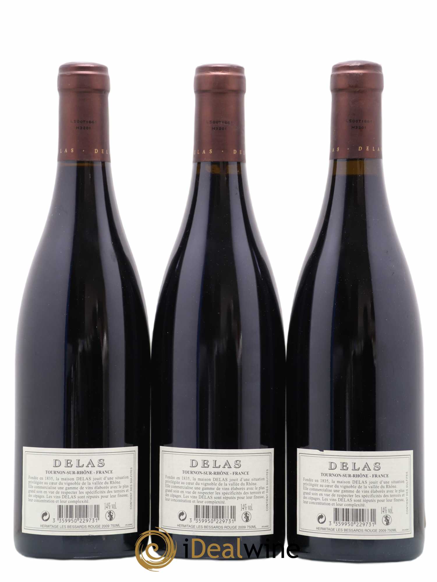 Hermitage Les Bessards Delas Frères (sans prix de réserve) 2009 - Lot de 3 bouteilles - 1