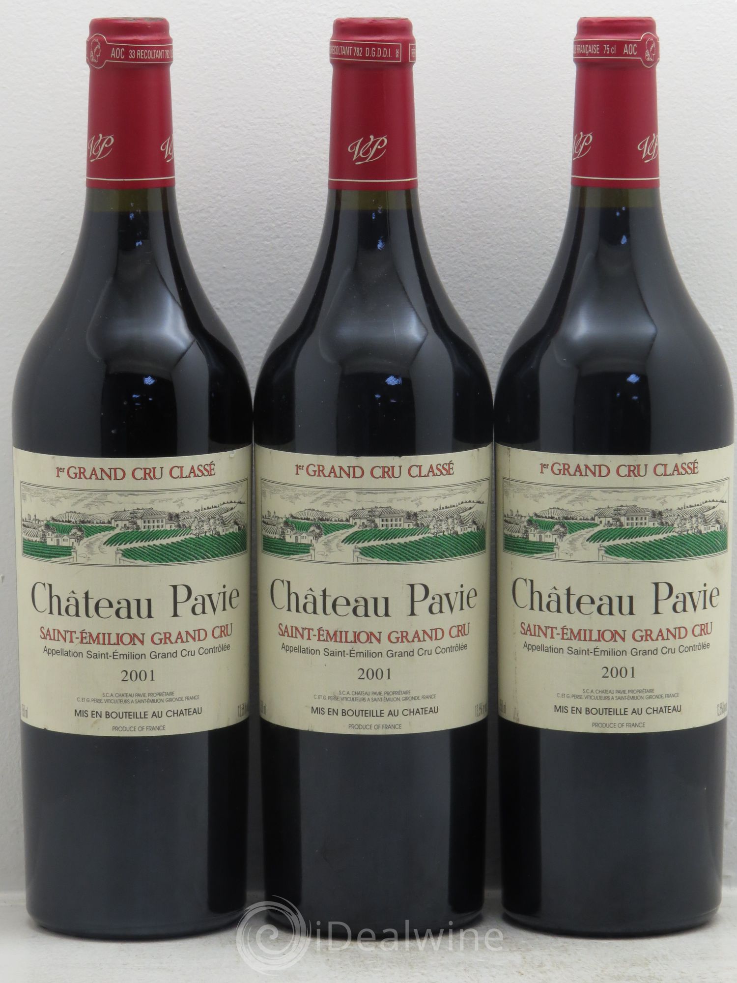 Château Pavie 1er Grand Cru Classé A 2001 - Lot de 3 bouteilles - 0
