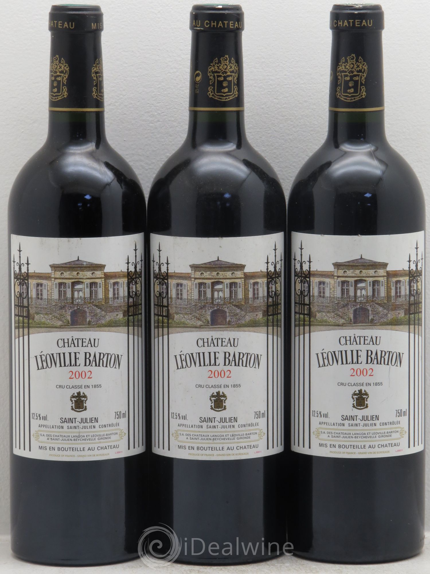 Château Léoville Barton 2ème Grand Cru Classé 2002 - Lot de 3 bouteilles - 0