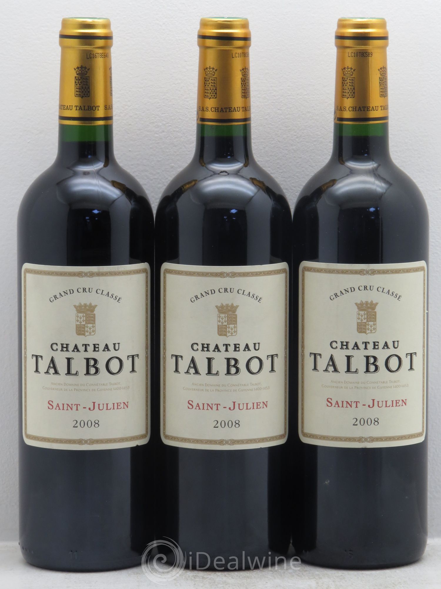 Château Talbot 4ème Grand Cru Classé 2008 - Lot de 3 bouteilles - 0