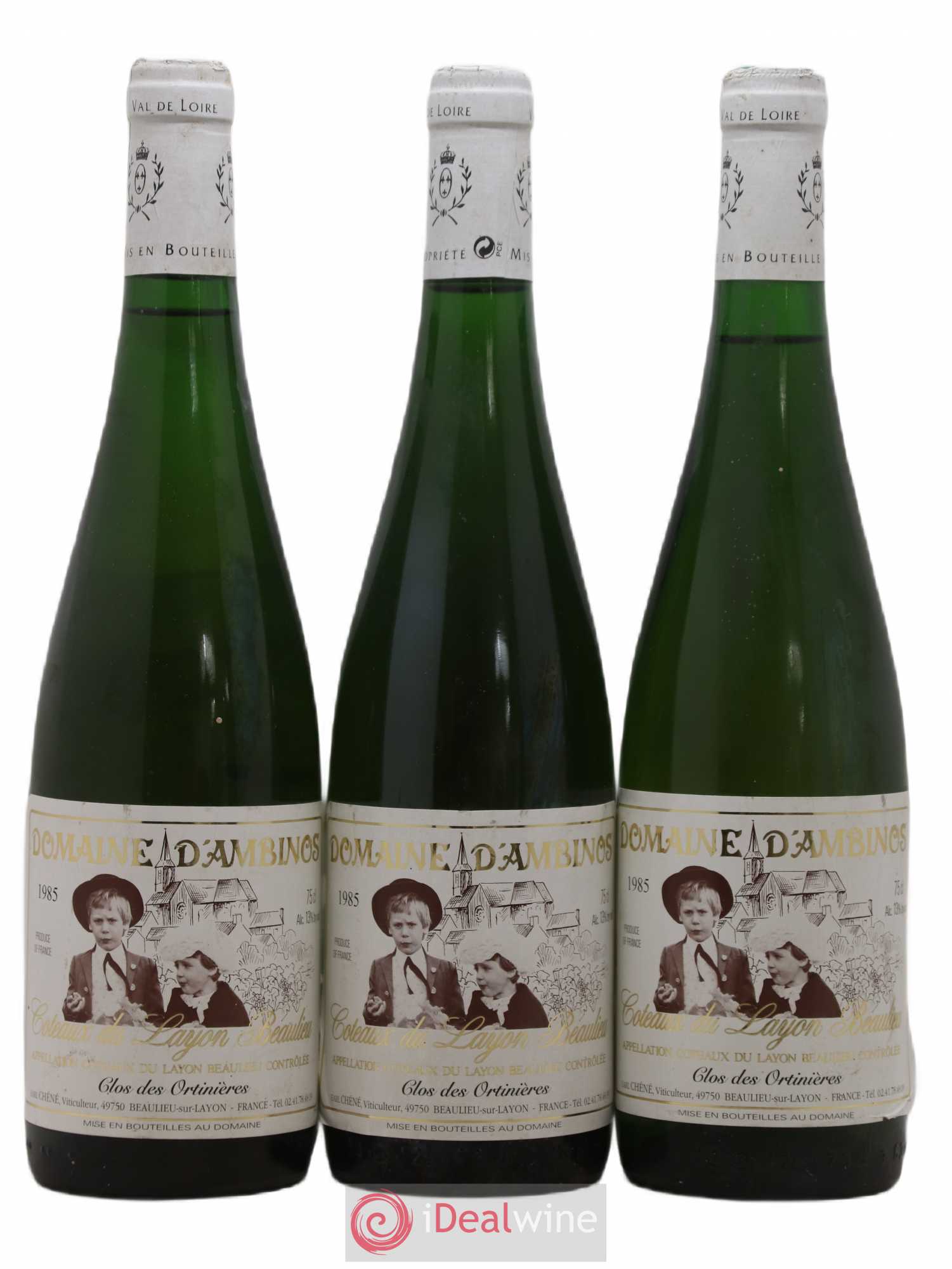 Coteaux du Layon Beaulieu Clos des Ortinières Domaine D'Ambinos 1985 - Lotto di 3 bottiglie - 0