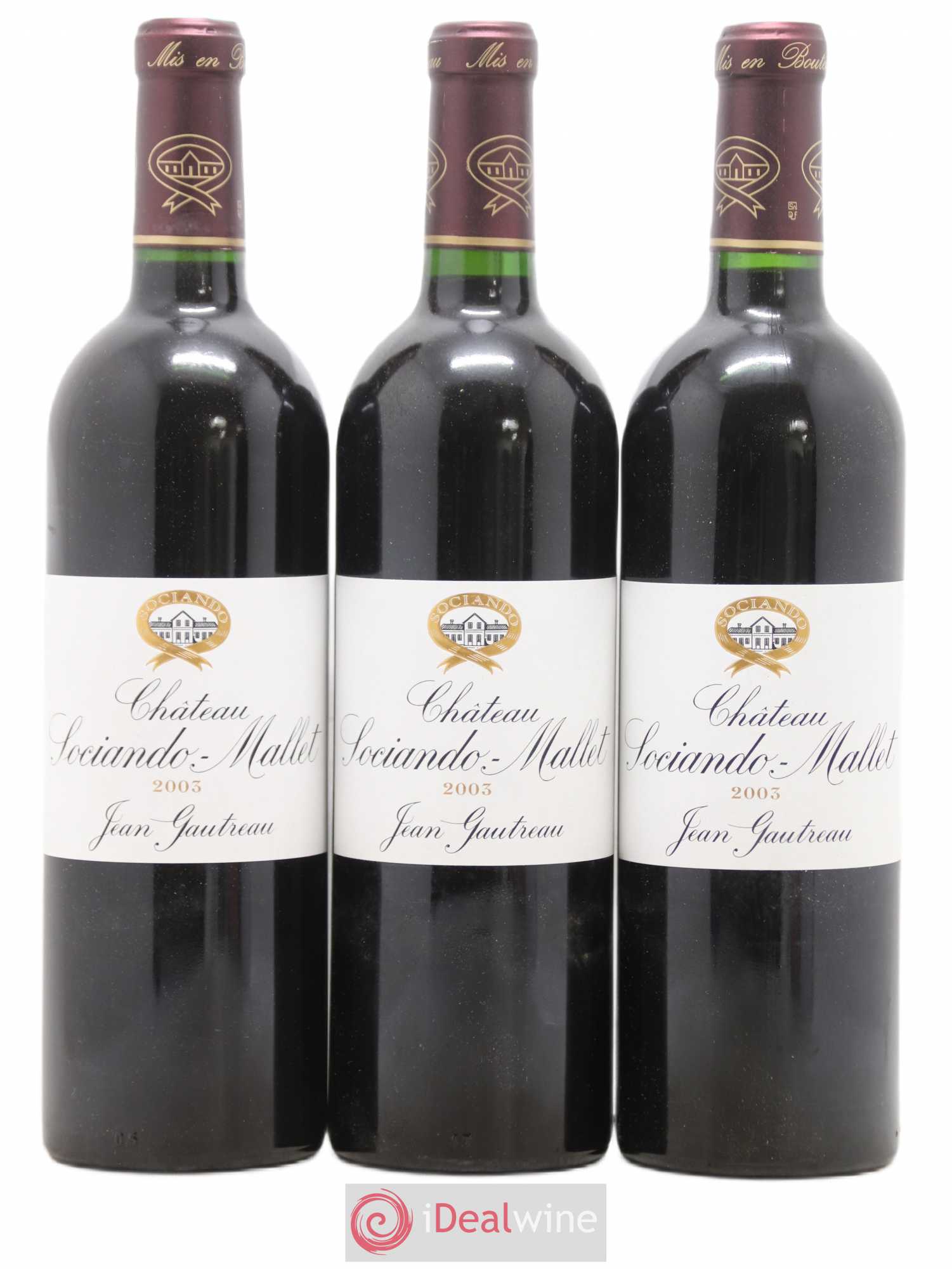 Château Sociando Mallet 2003 - Lot de 3 bouteilles - 0
