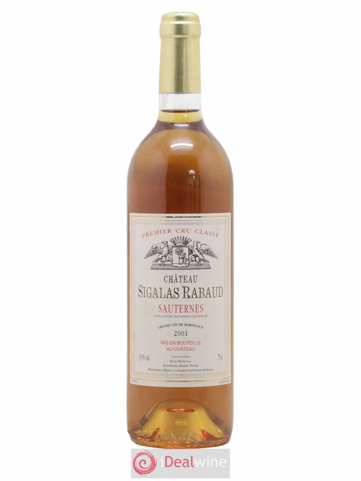 Château Sigalas Rabaud 1er Grand Cru Classé 2001 - Posten von 1 Flasche - 0